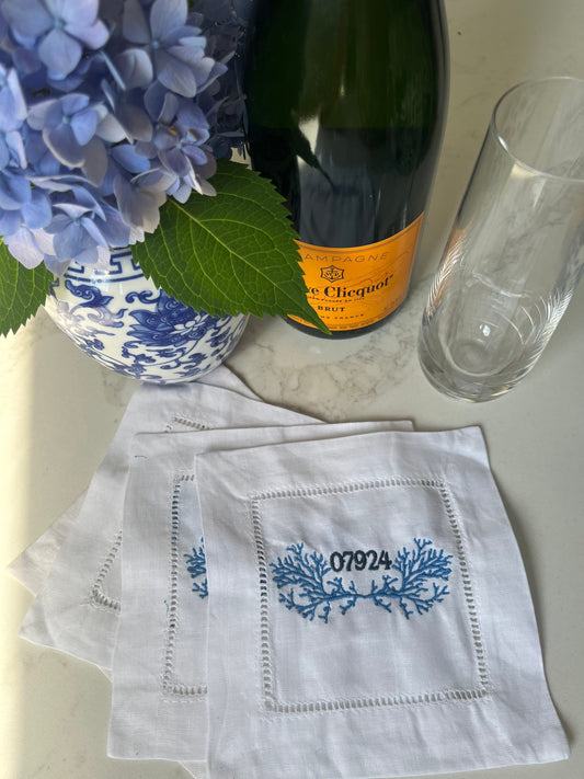 Monogrammed Embroidered Linen Cocktail Napkins, Linen Drink Napkin, Bar Cart Napkin, Embroidered Hostess Gift, Monogrammed Housewarming Gift