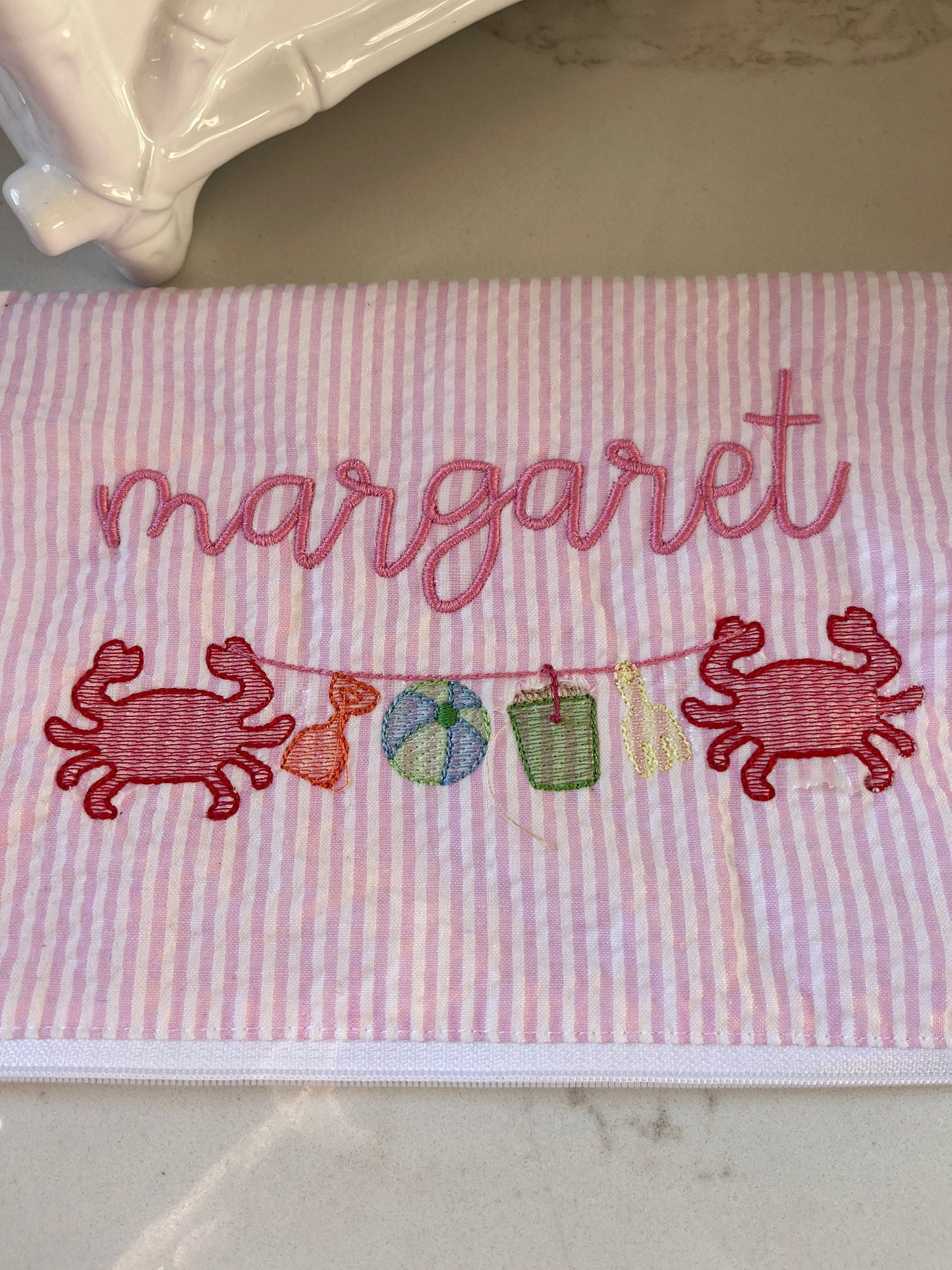 Monogrammed Puddle Jumper Cover, Seersucker Monogrammed Puddle Jumper Cover, Personalized Swim Cover, Applique Puddle Jumper Cover,