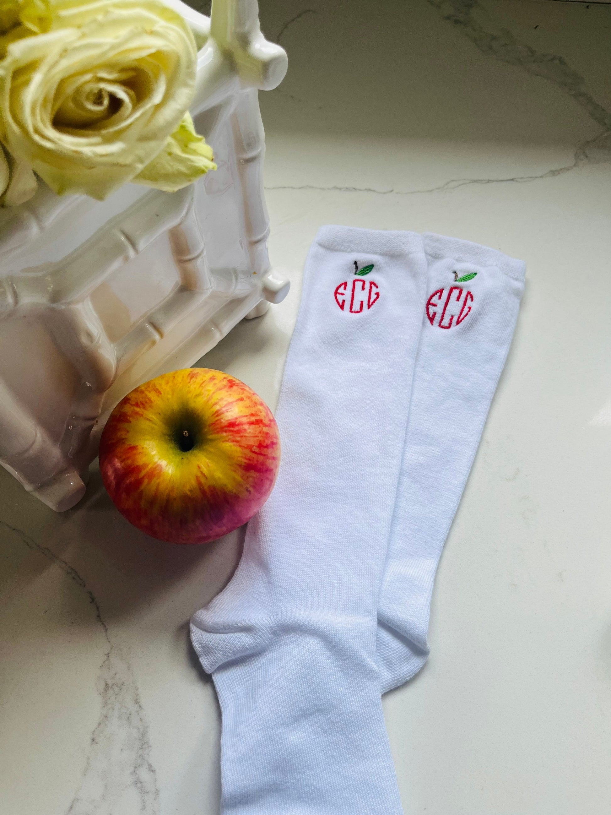 Embroidered Monogrammed Knee Socks: Personalized School Uniform Socks