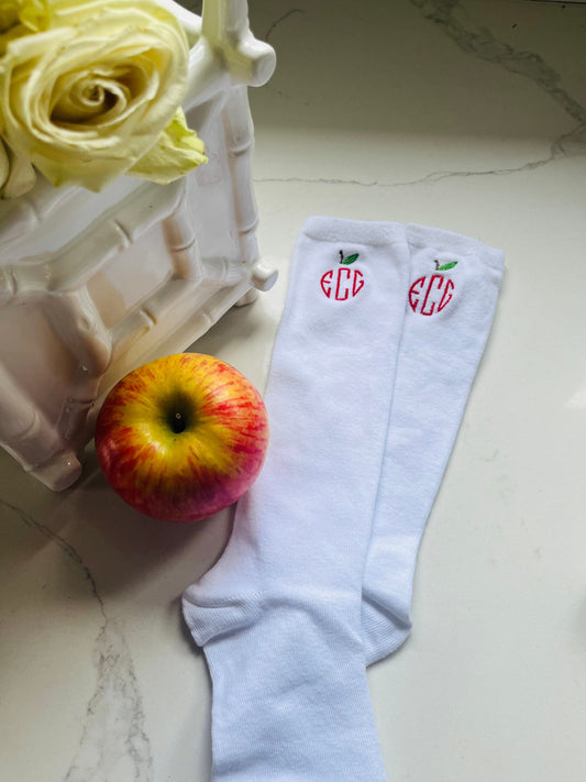 Embroidered Monogrammed Knee Socks: Personalized School Uniform Socks