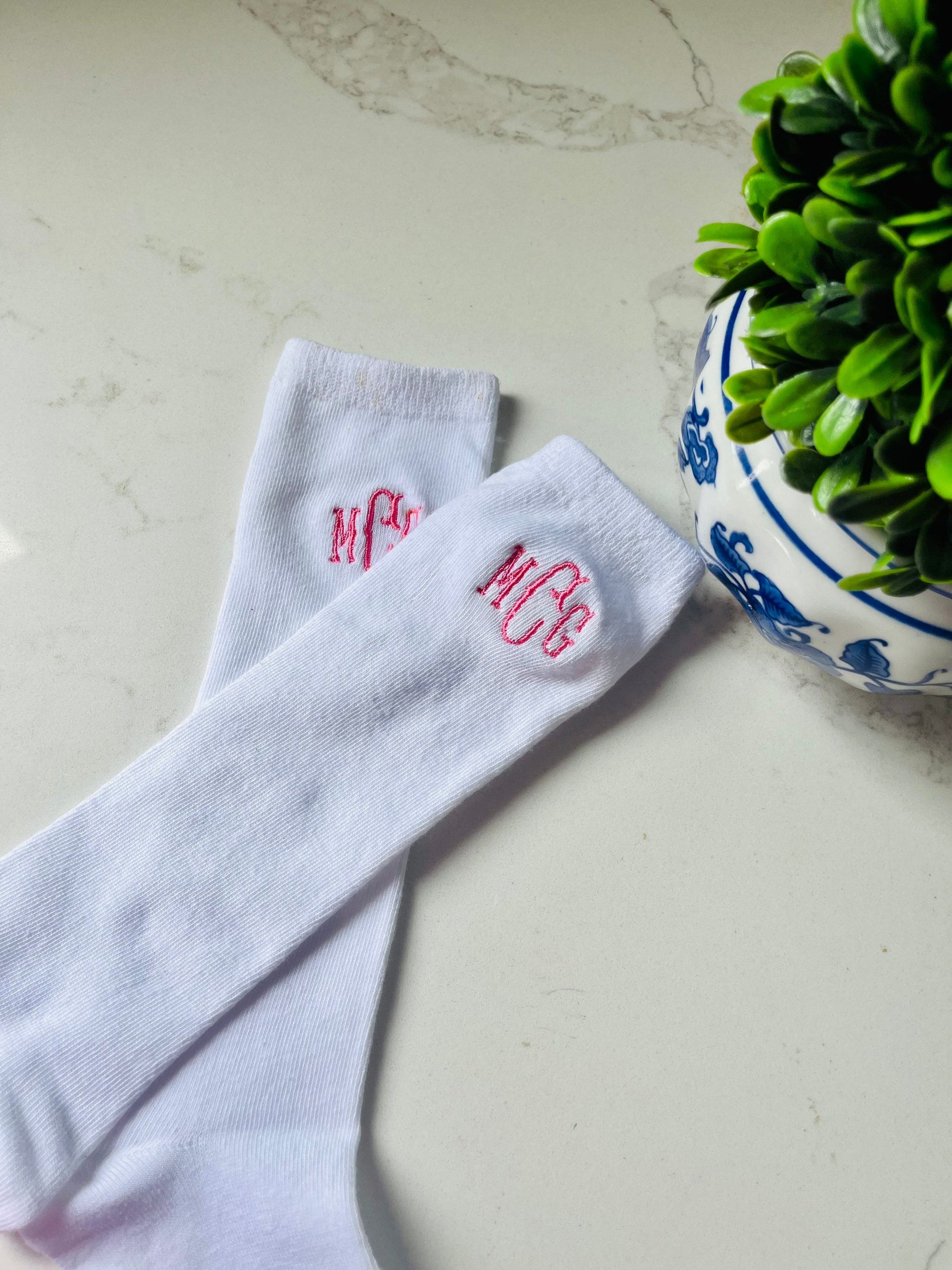 Embroidered Monogrammed Knee Socks: Personalized School Uniform Socks