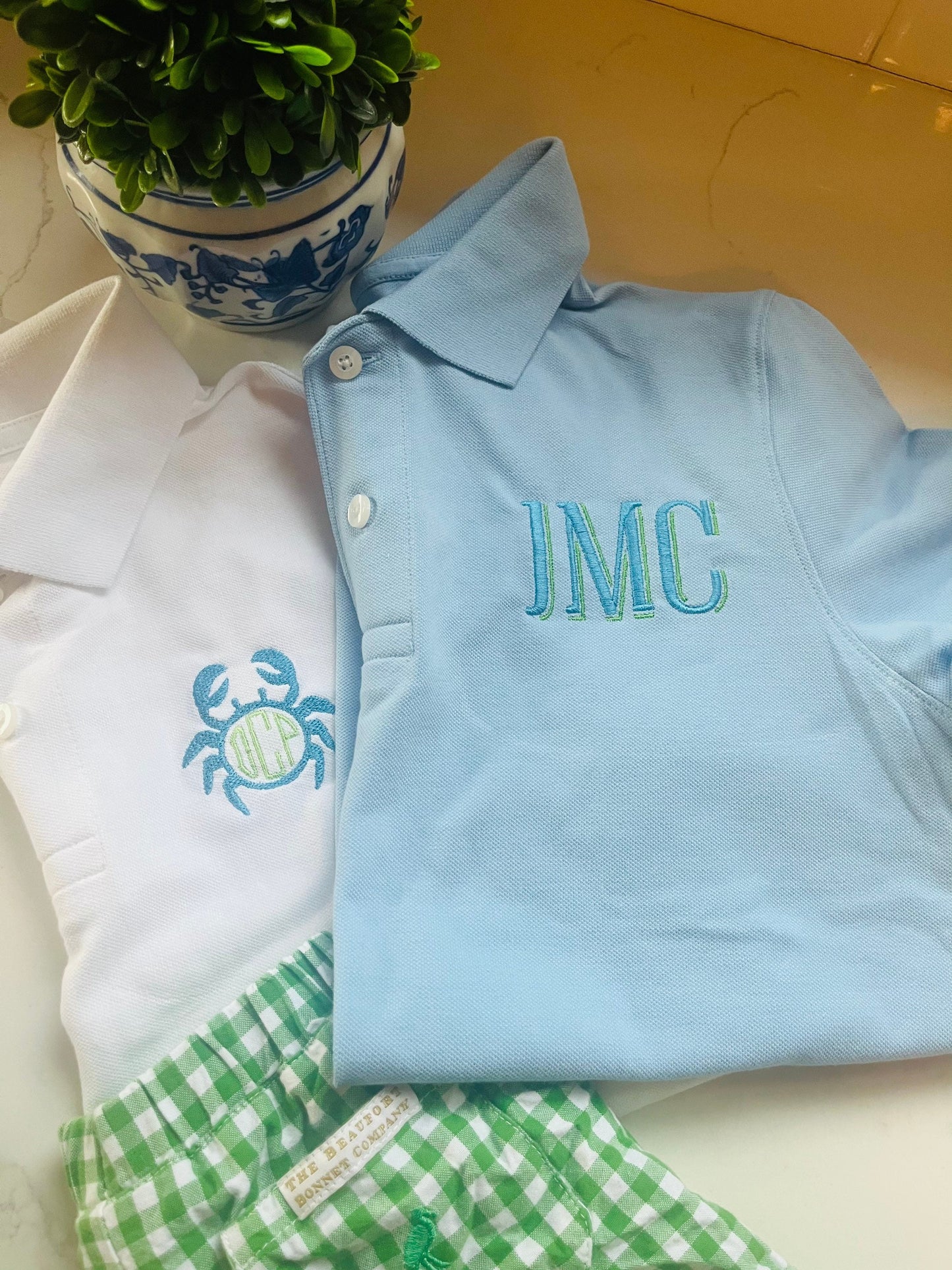 Boy's Monogrammed Polo Shirt: Personalized Cotton Pique Dress Shirt
