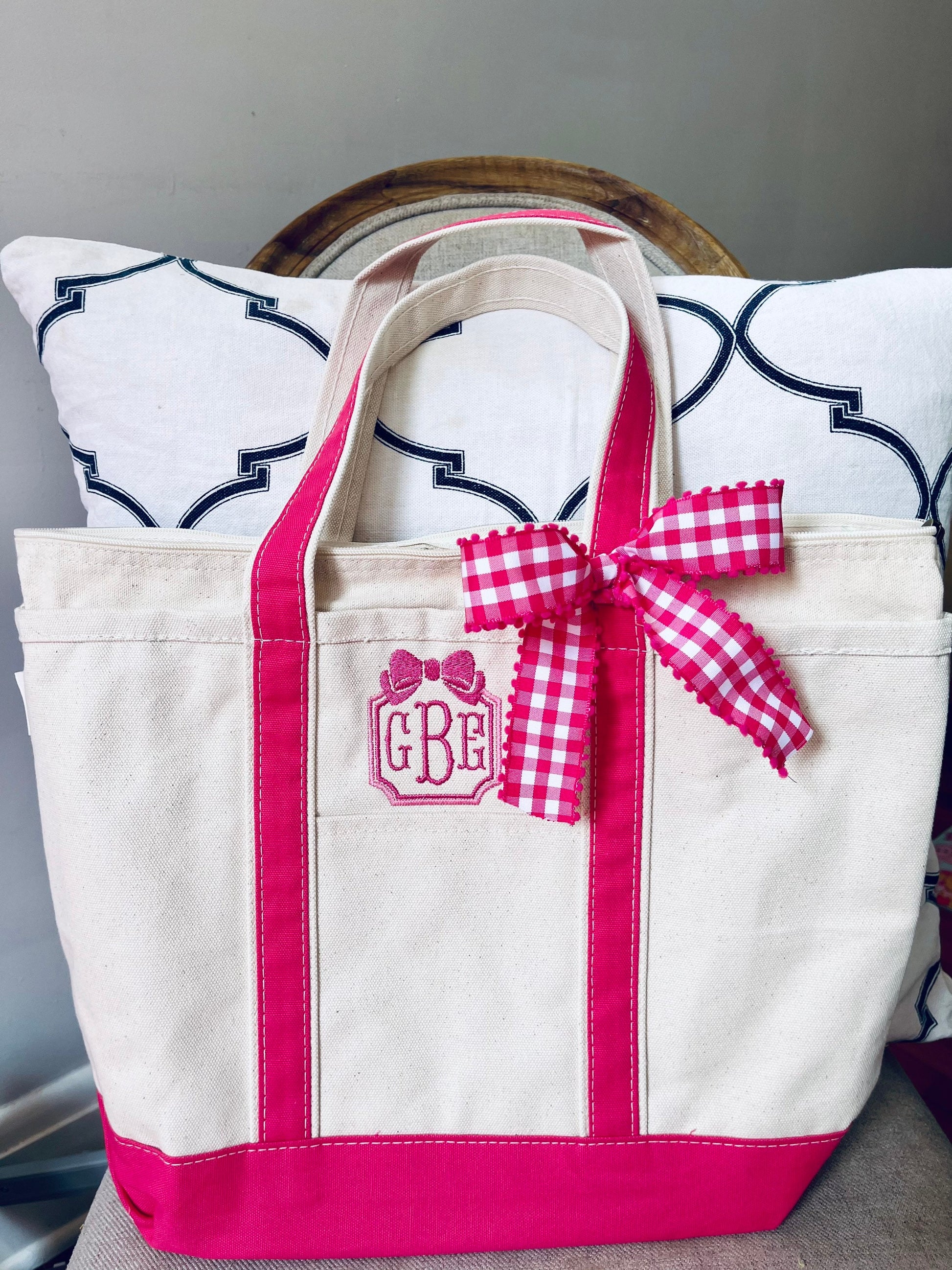 Monogrammed Medium Tote Bag, Personalized Canvas Boat Tote Bag, Custom Beach Bag, Personalized Diaper Bag, Pet Bag, Monogram Beach Bag