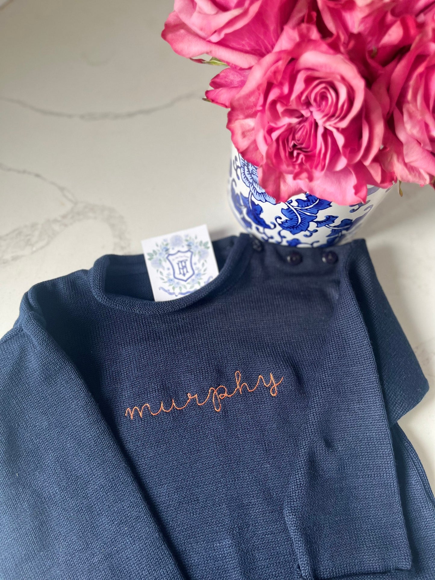 Rollneck Monogrammed Knit Sweater | Child's Personalized Sweater | Baby Gift | Back to School | Long Sleeve Embroidered Pullover