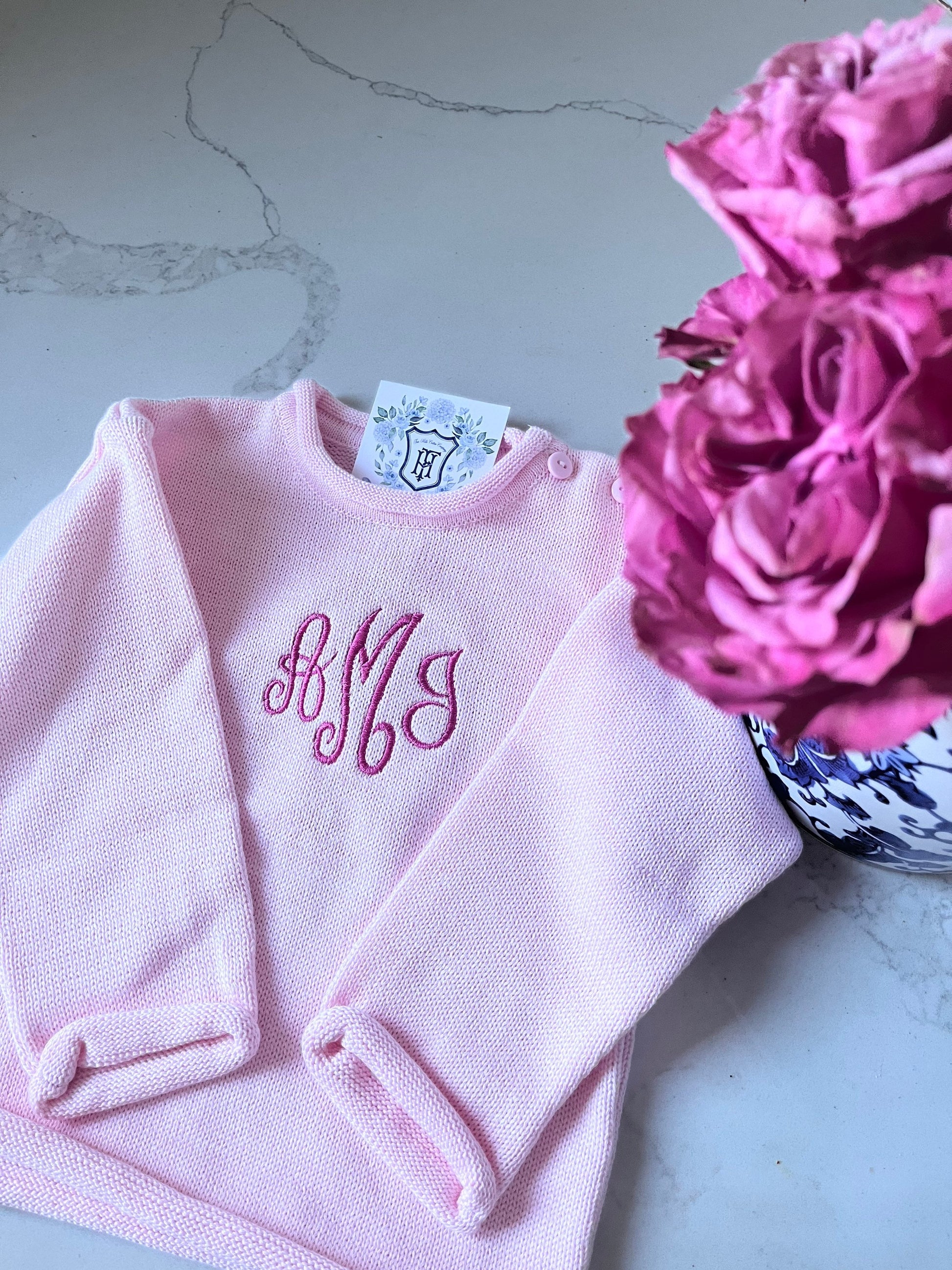 Rollneck Monogrammed Knit Sweater | Child's Personalized Sweater | Baby Gift | Back to School | Long Sleeve Embroidered Pullover