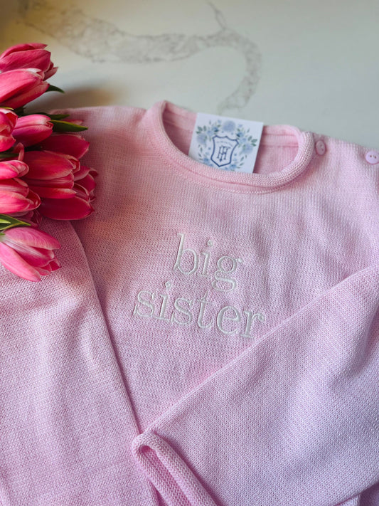 Rollneck Monogrammed Knit Sweater | Child's Personalized Sweater | Big Brother Shirt |Big Sister Shirt | Long Sleeve Embroidered Pullover
