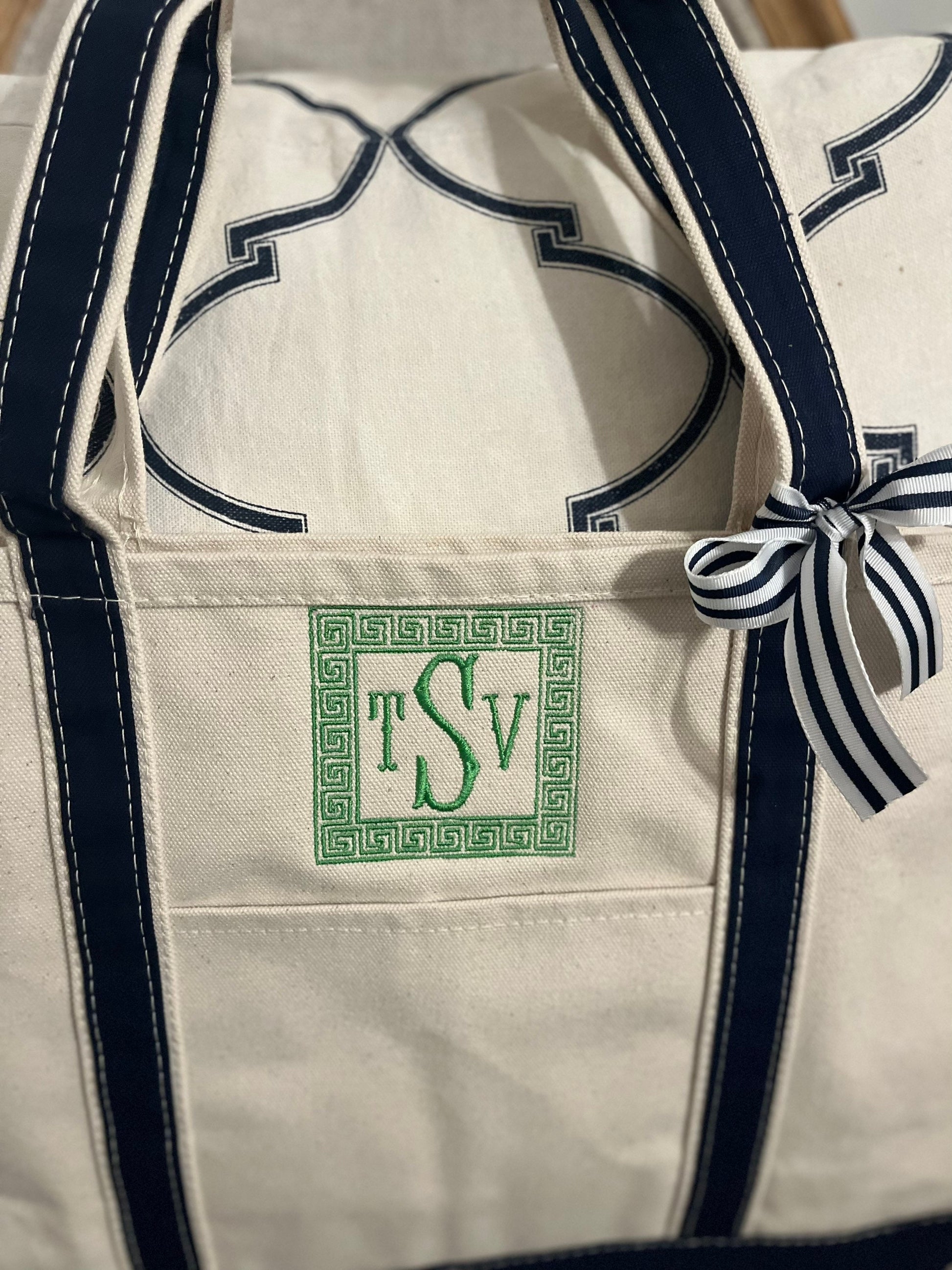 Monogrammed Ginger Jar Bag, Personalized Canvas Boat Tote Bag, Chinoiserie Bag, Personalized Diaper Bag, Pet Bag, Monogram Large Tote Bag