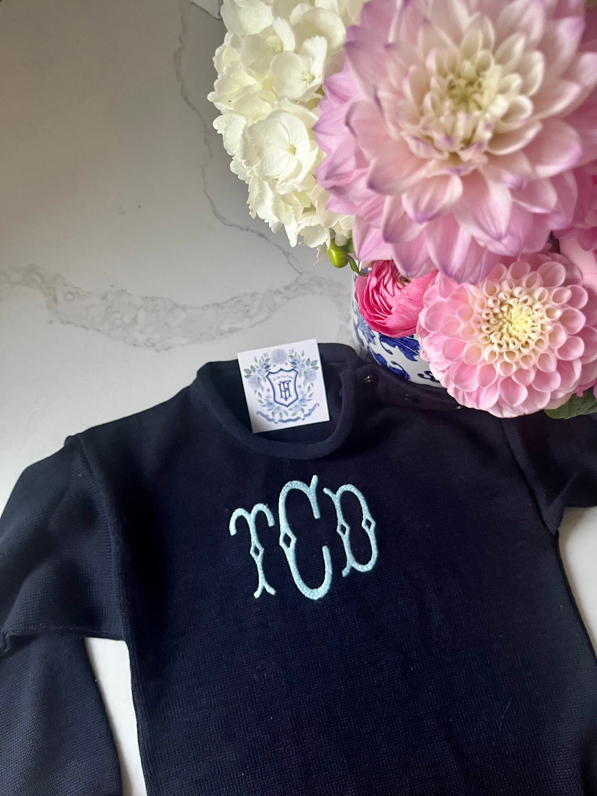 Rollneck Monogrammed Knit Sweater | Child's Personalized Sweater | Baby Gift | Classic Preppy Sweater | Long Sleeve Embroidered Pullover