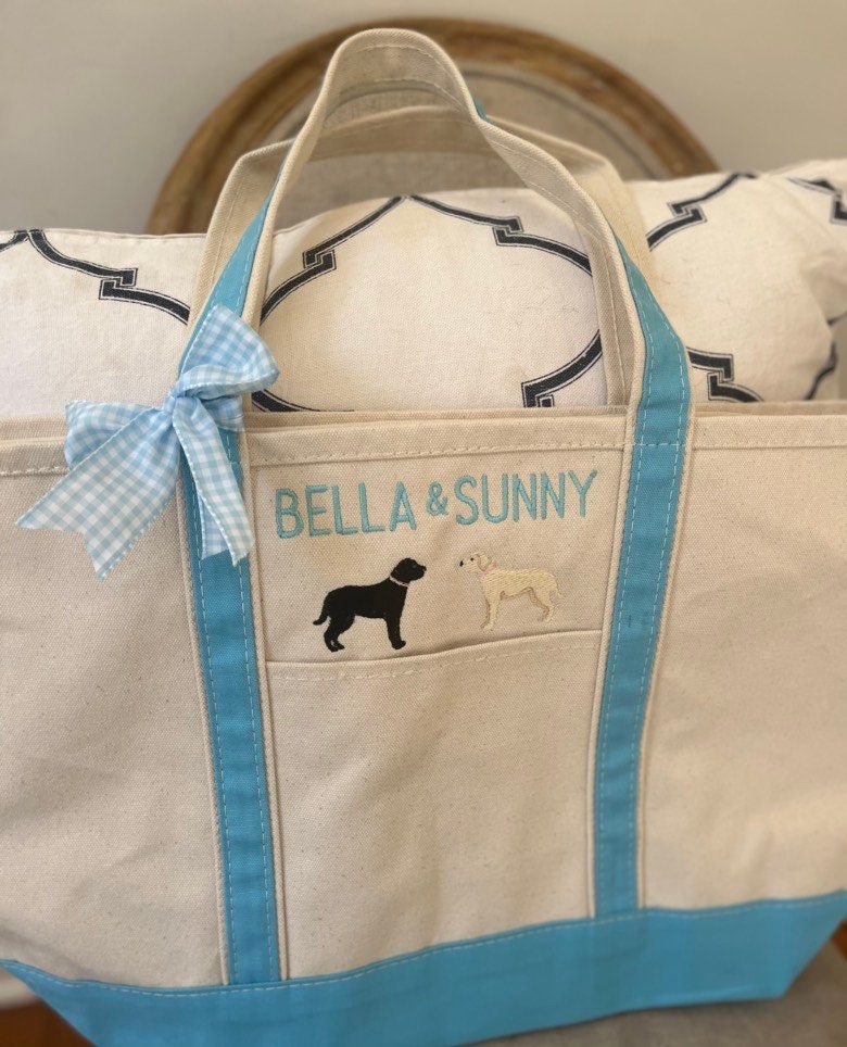 Monogrammed Large Pet Tote Bag, Personalized Canvas Dog Tote Bag, Custom Dog Breed Bag, Personalized Pet Bag, Pet Bag, Monogram Pet Bag