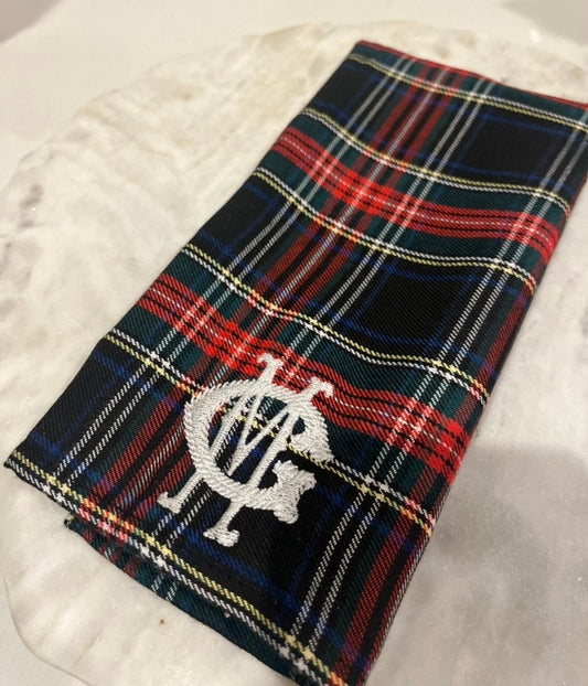 Christmas Tartan Plaid Monogrammed Napkins, Personalized Tartan Napkins, Christmas Embroidered Tartan Napkin Set, Monogrammed Napkins