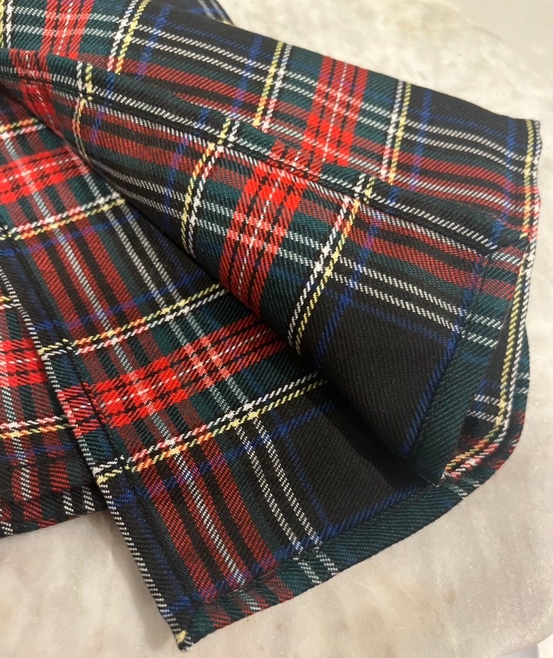 Christmas Tartan Plaid Monogrammed Napkins, Personalized Tartan Napkins, Christmas Embroidered Tartan Napkin Set, Monogrammed Napkins