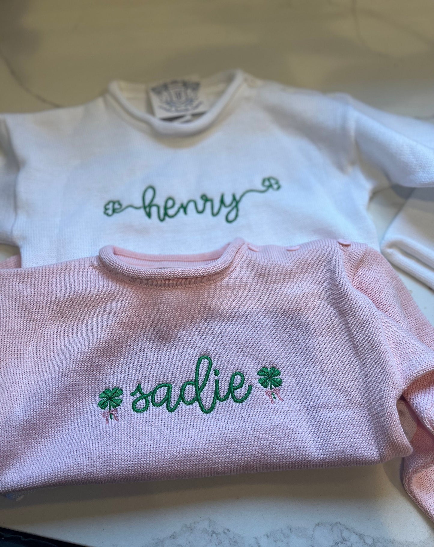 Notre Dame Monogrammed Knit Sweater, University of Notre Dame, Personalized Sweater, Go Irish, Child's Shamrock Sweater| Notre Dame Sweater