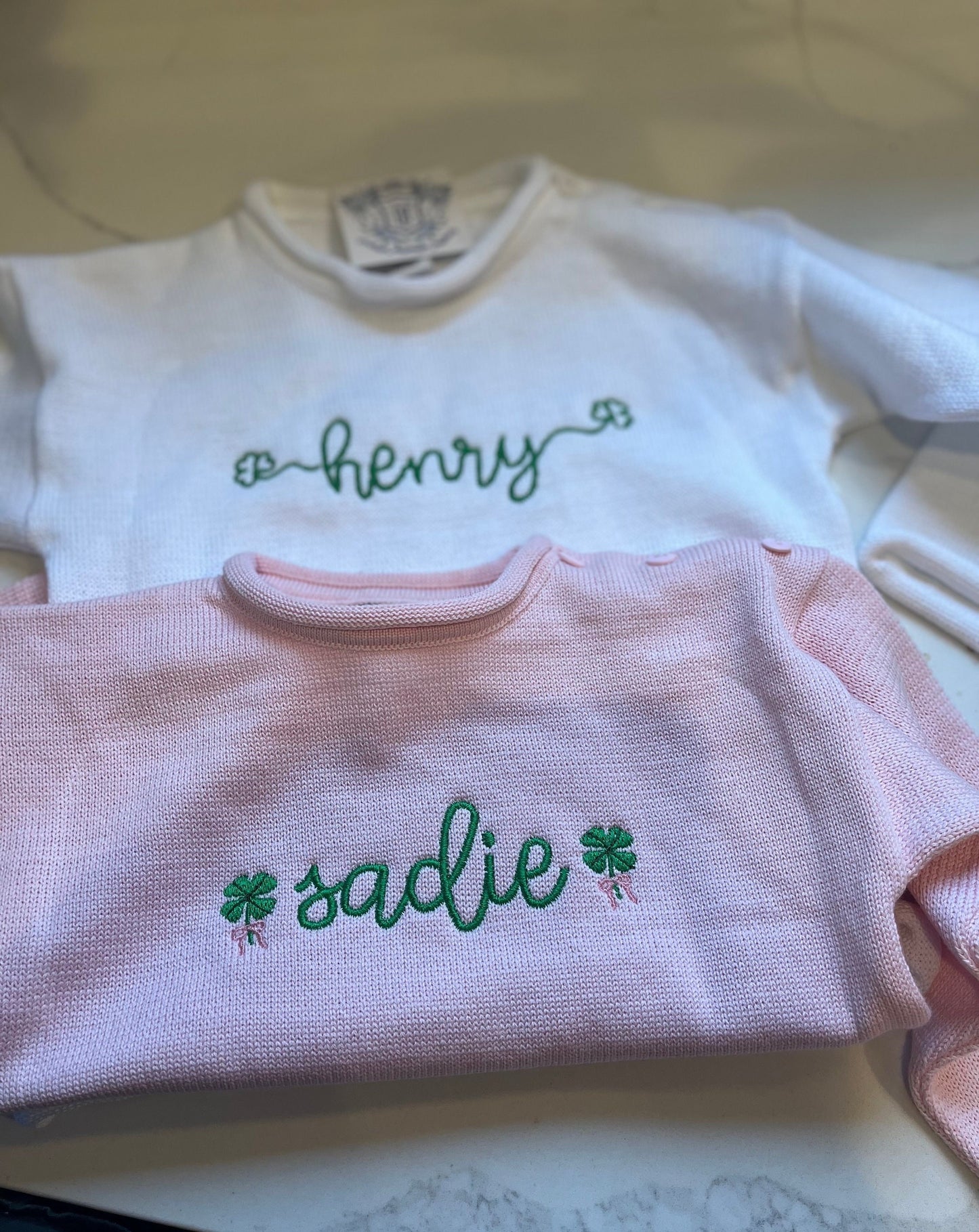 Notre Dame Monogrammed Knit Sweater, University of Notre Dame, Personalized Sweater, Go Irish, Child's Shamrock Sweater| Notre Dame Sweater