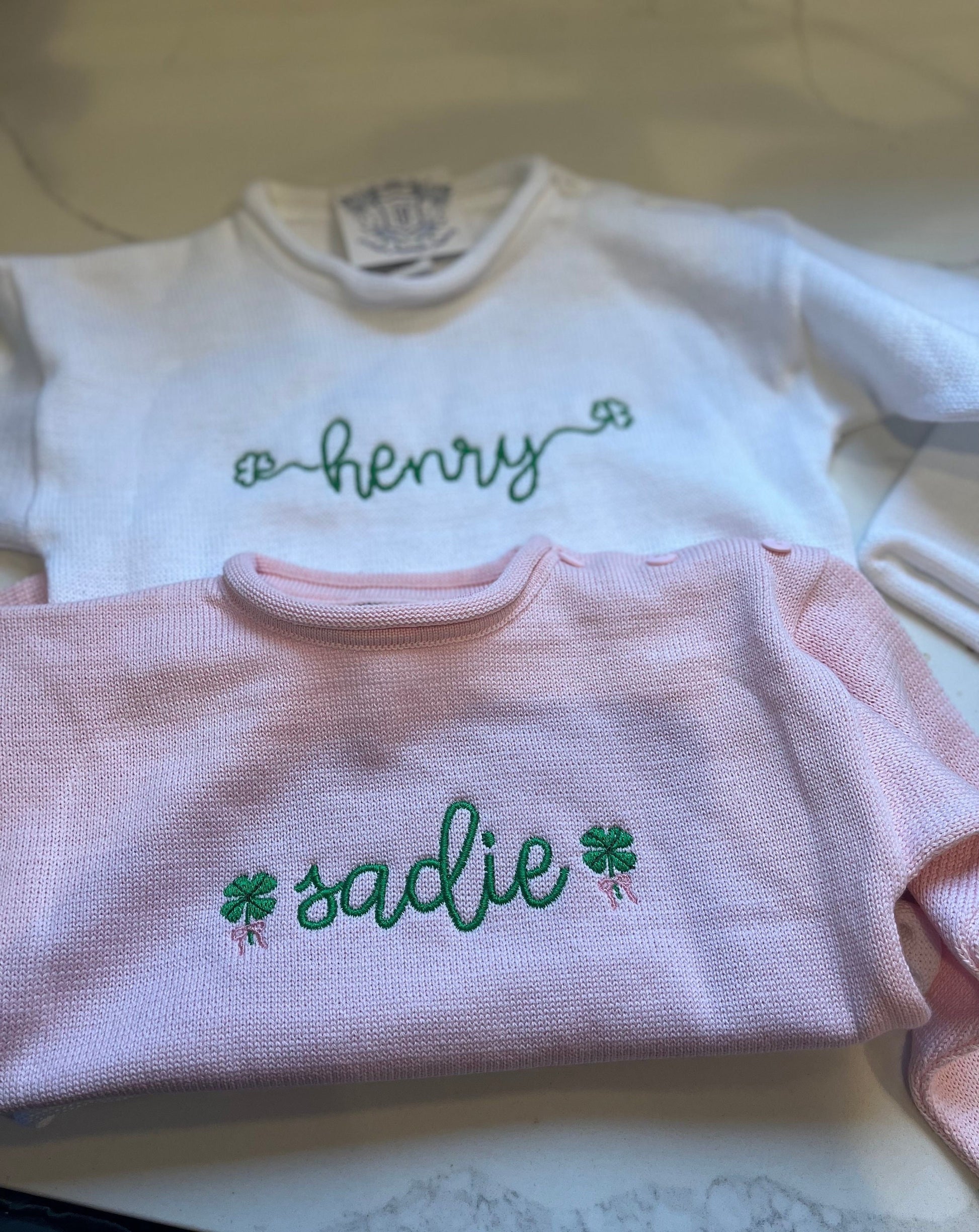 Notre Dame Monogrammed Knit Sweater, University of Notre Dame, Personalized Sweater, Go Irish, Child's Shamrock Sweater| Notre Dame Sweater