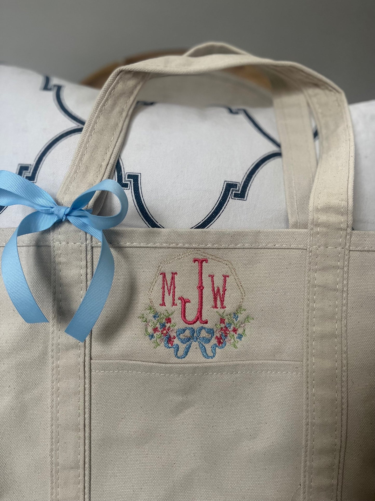 Monogrammed Large Tote Bag, Personalized Canvas Boat Tote Bag, Custom Beach Bag, Personalized Diaper Bag, Pet Bag, Monogram Beach Bag