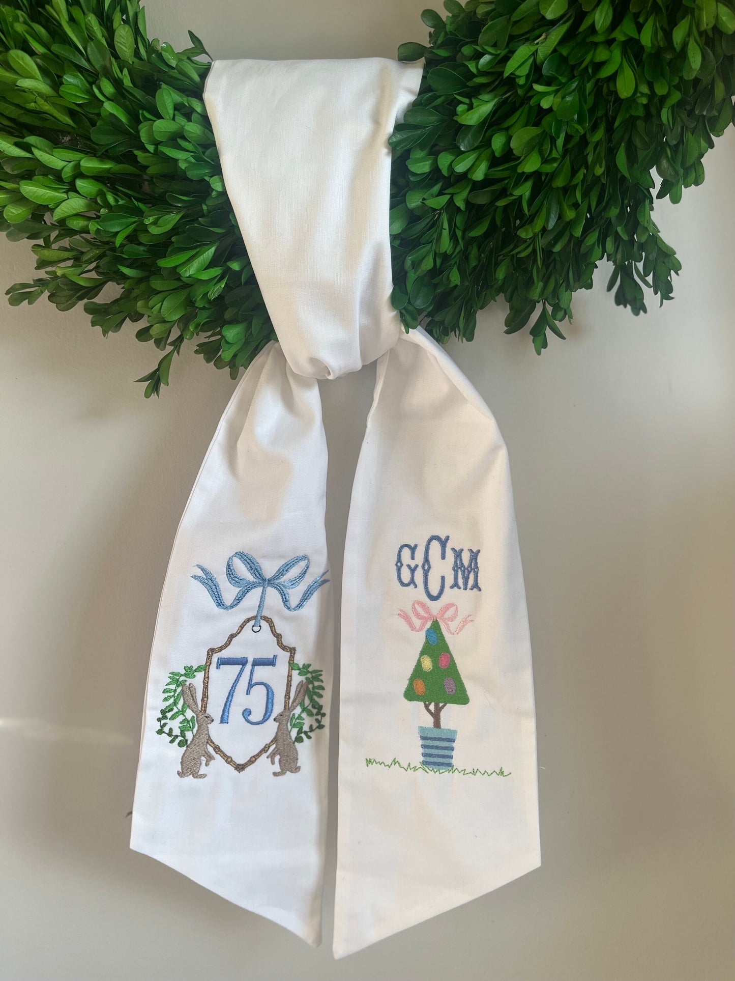 Monogrammed Easter Wreath Sash, Personalized Wreath Sash, Embroidered Easter Wreath Sash, Monogrammed Wreath, Easter Sash, Hostess Gift
