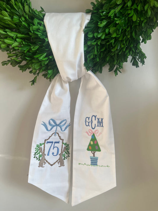 Monogrammed Easter Wreath Sash, Personalized Wreath Sash, Embroidered Easter Wreath Sash, Monogrammed Wreath, Easter Sash, Hostess Gift