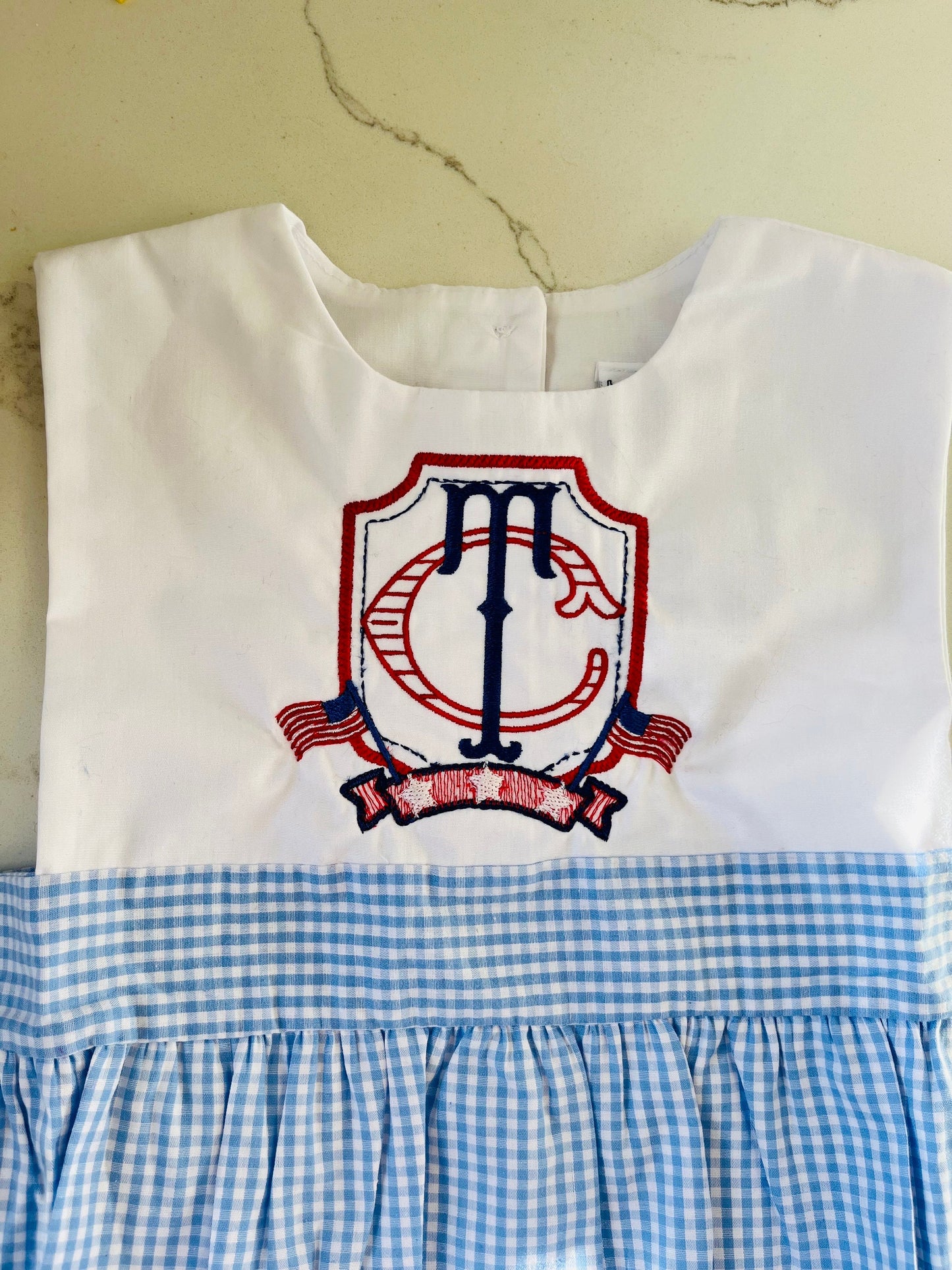 Monogrammed Gingham Bubble, Personalized Boy Outfit, Monogrammed Patriotic Bubble, Personalized Boy Bubble, Memorial Day Outfit, Flag Outfit