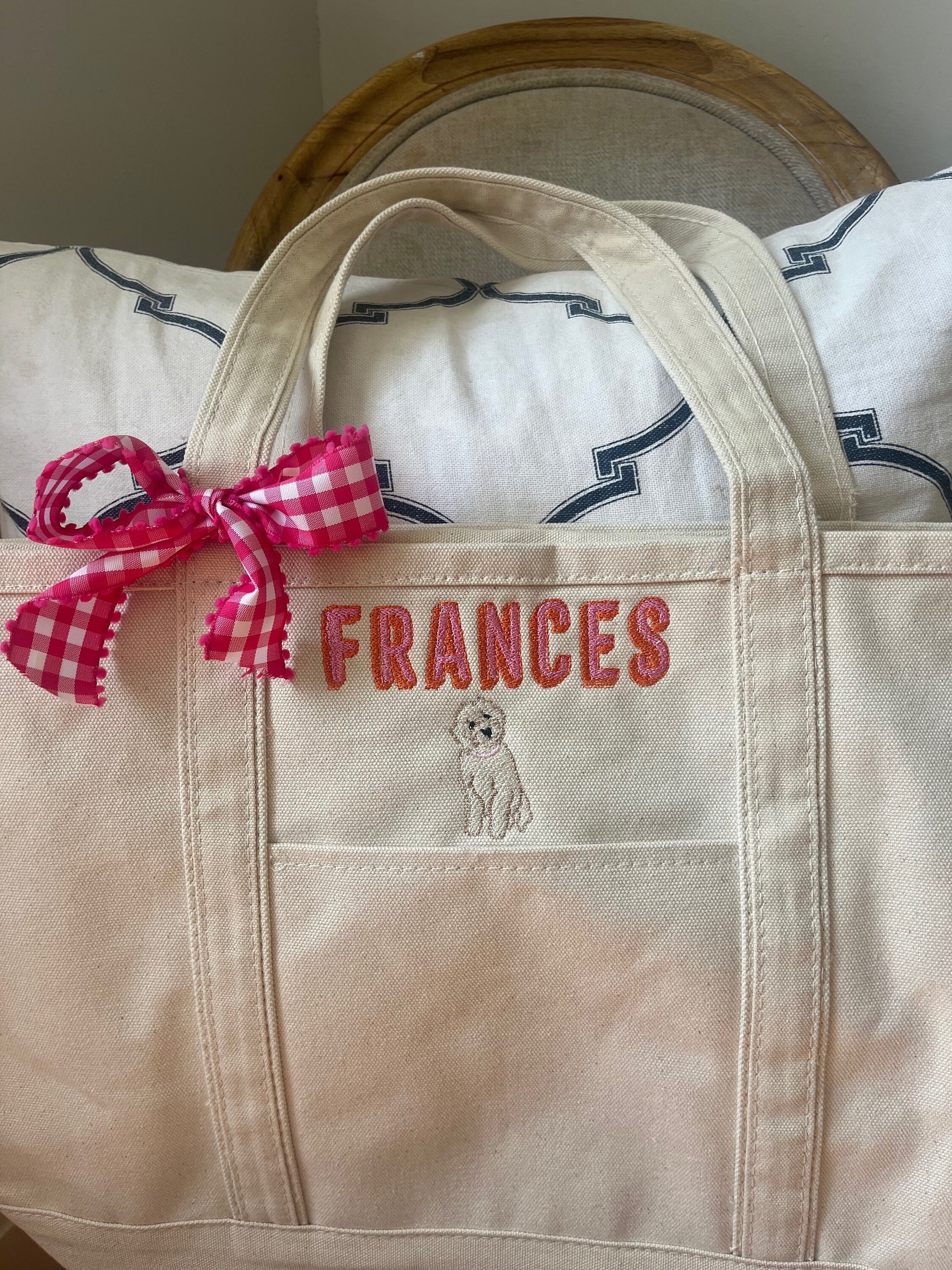 Monogrammed Large Pet Tote Bag, Personalized Canvas Dog Tote Bag, Custom Dog Breed Bag, Personalized Pet Bag, Pet Bag, Monogram Pet Bag