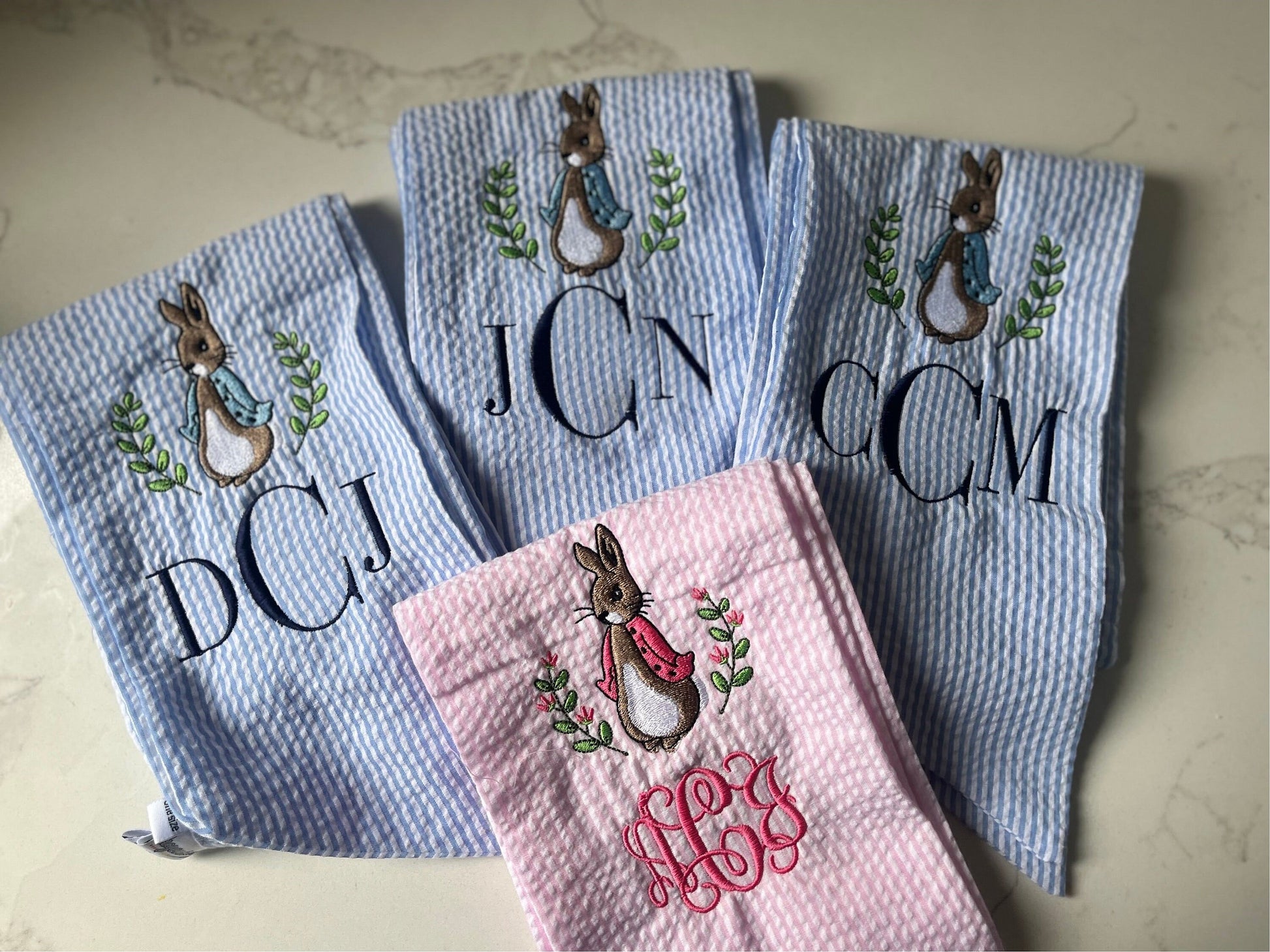 Monogrammed Easter Basket Bow, Personalized Easter Basket Sash, Embroidered Bunny Basket Gingham Bow, Monogrammed Seersucker Easter Bow