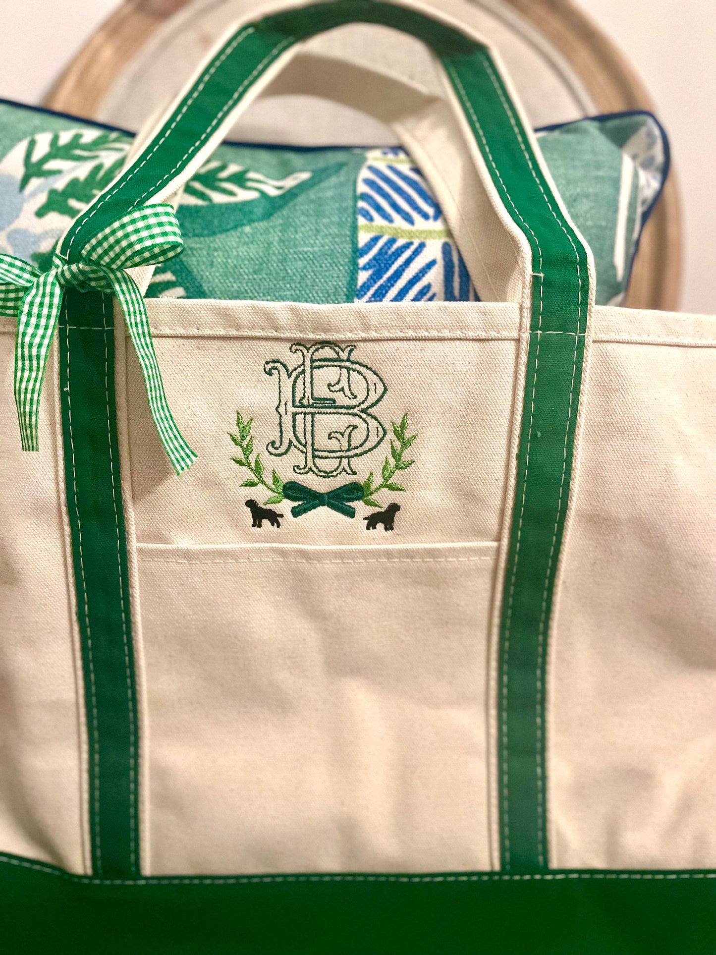 Monogrammed Large Tote Bag, Personalized Canvas Boat Tote Bag, Custom Beach Bag, Personalized Diaper Bag, Pet Bag, Monogram Beach Bag
