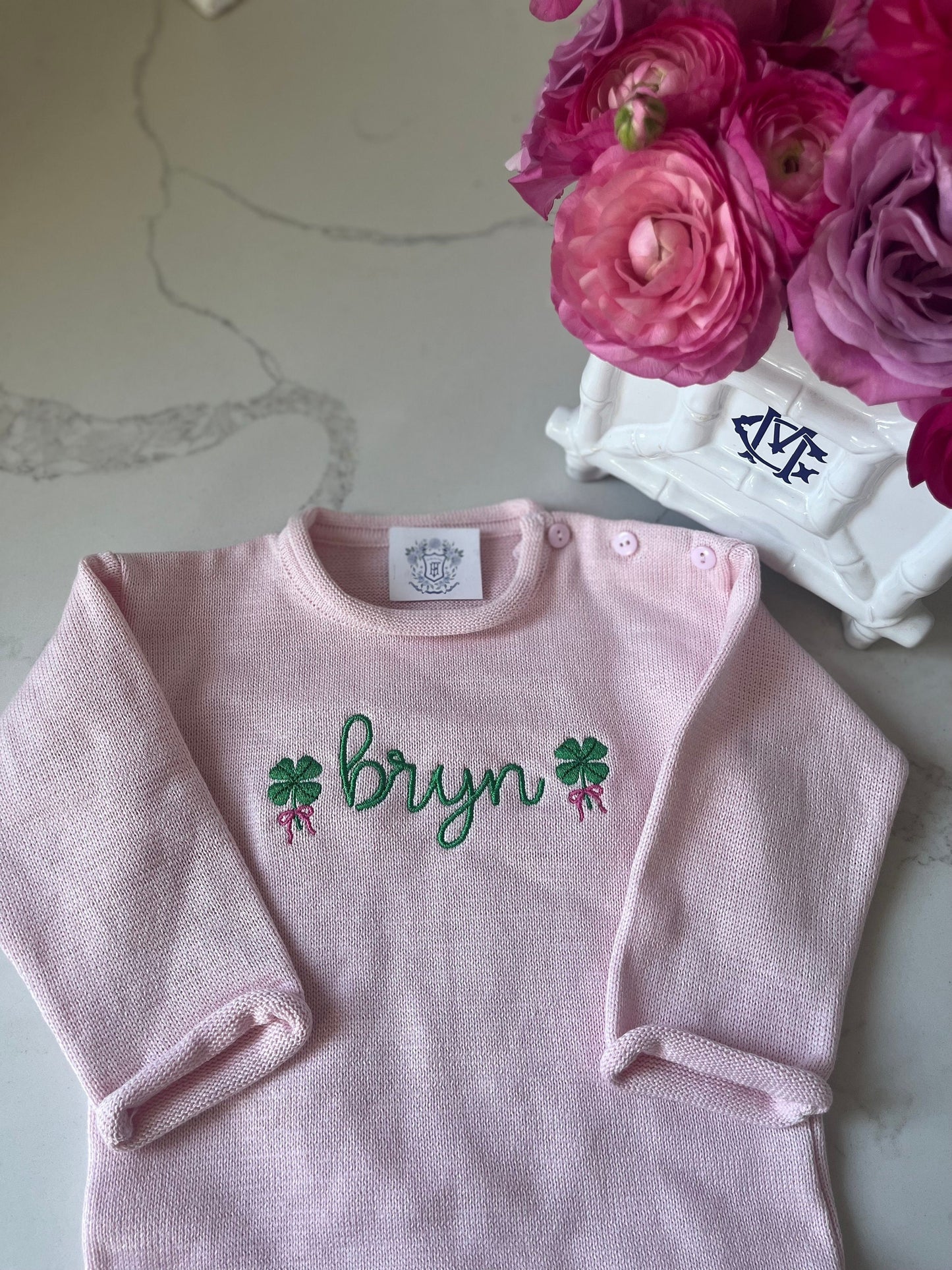 Notre Dame Monogrammed Knit Sweater, University of Notre Dame, Personalized Sweater, Go Irish, Child's Shamrock Sweater| Notre Dame Sweater