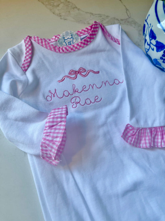 Monogrammed Baby Outfit, Personalized Coming Home Outfit, Personalized Baby Gift, Monogrammed Baby Gown, Newborn Gift, Homecoming Outfit