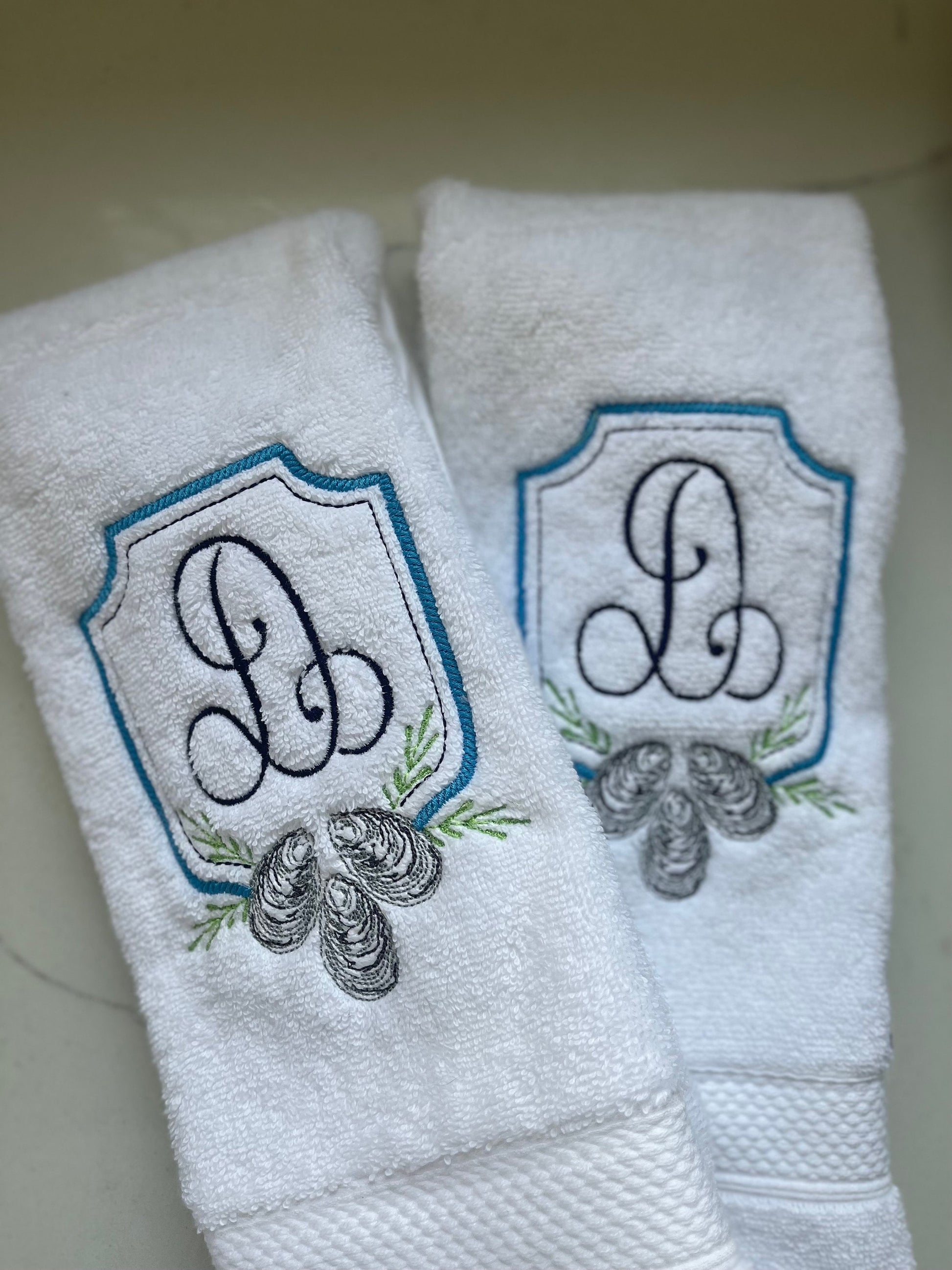 Monogrammed Applique Cotton Hand Towel: Personalized Embroidered Bath Decor