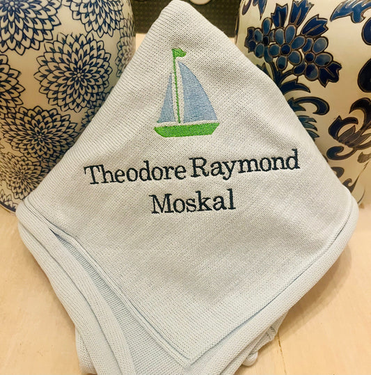 Personalized Baby Blanket, Monogrammed Knit Stroller Blanket, Embroidered Infant Blanket , Welcome Gift, Baby Shower Present