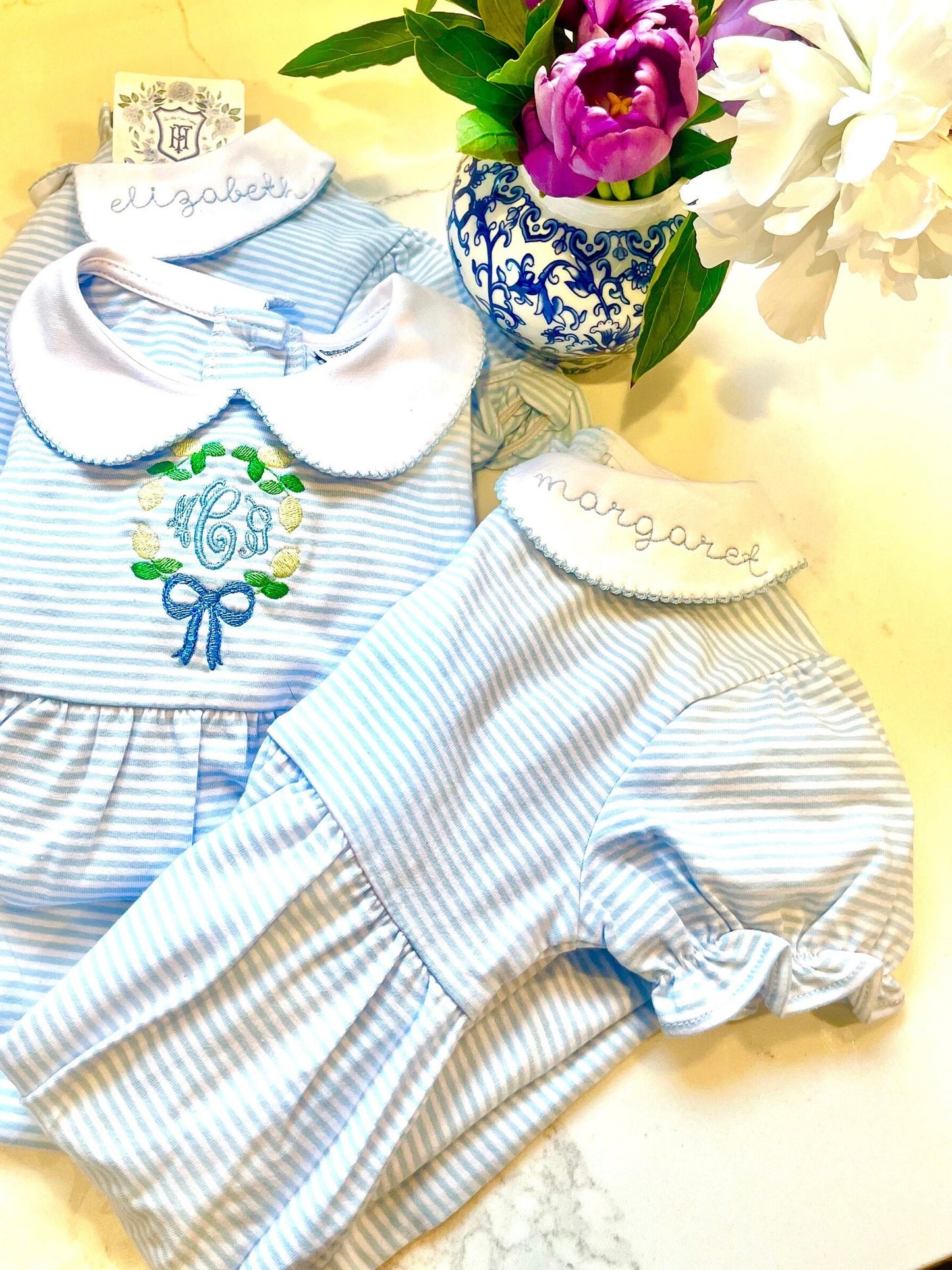 Monogrammed Collar Dress | Personalized Knit Dress | Monogram Collar Dress | Embroidered Collar Dress | Monogrammed Girl's Dress