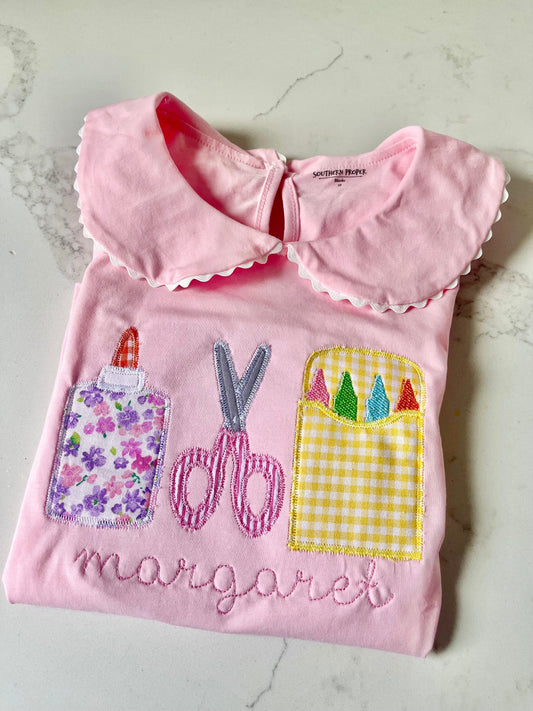 Monogrammed Back to School Shirt, First Day of School Shirt, Monogram Back to School, Embroidered Back to School, Monogrammed Girl's Shirt