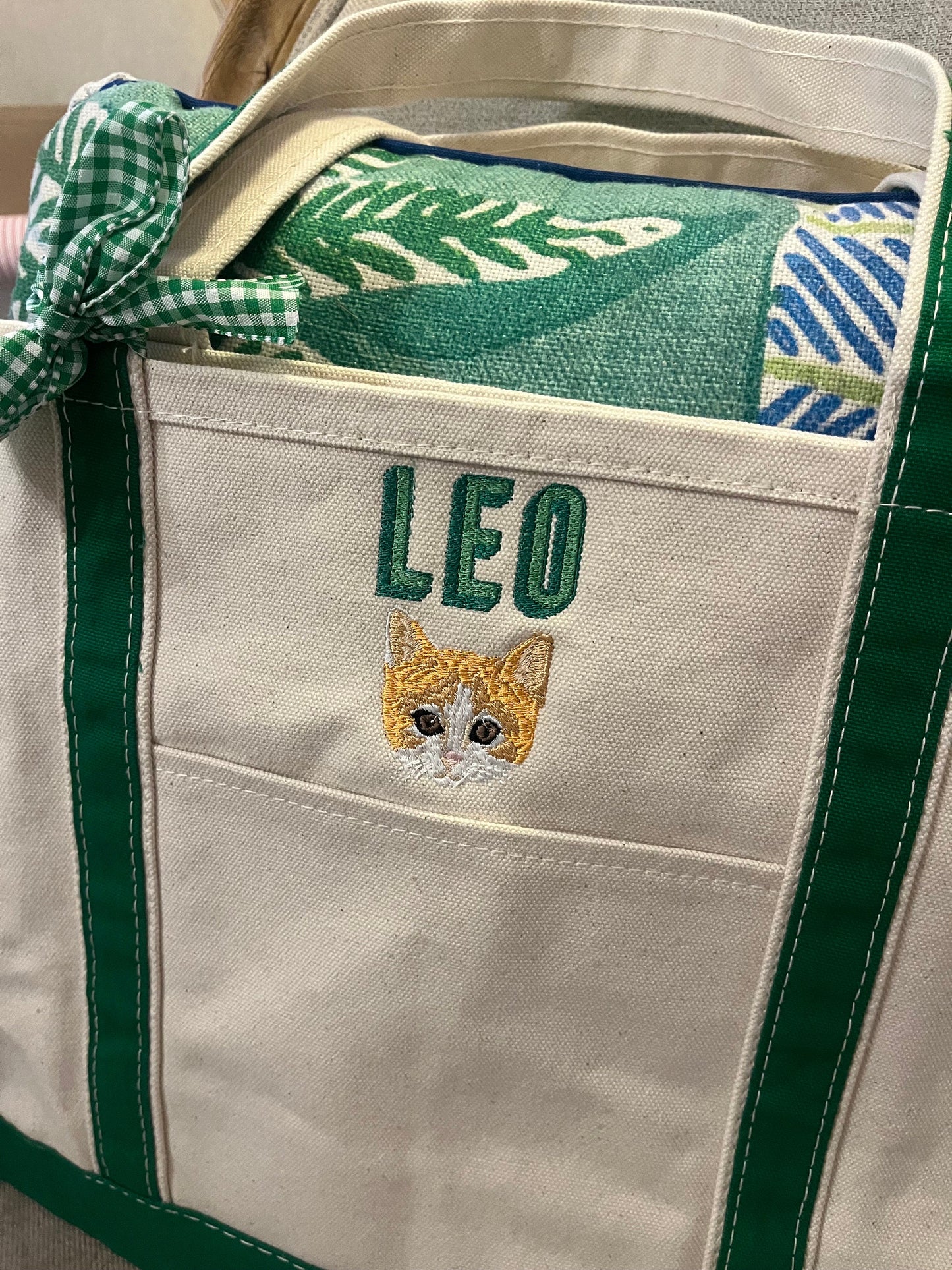 Monogrammed Large Pet Tote Bag, Personalized Canvas Cat Tote Bag, Custom Cat Bag, Personalized Pet Bag, Pet Bag, Monogram Pet Bag