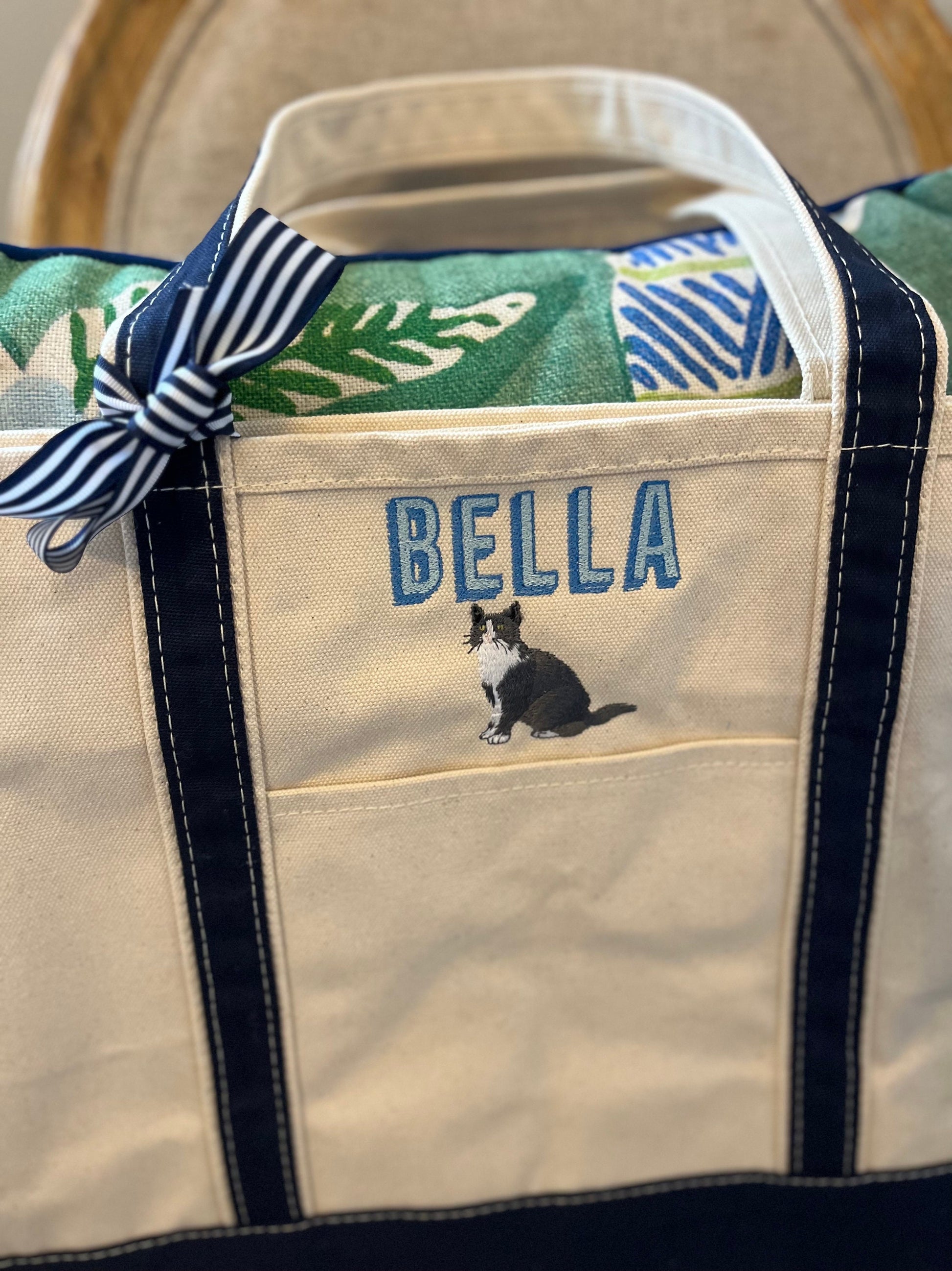 Monogrammed Large Pet Tote Bag, Personalized Canvas Cat Tote Bag, Custom Cat Bag, Personalized Pet Bag, Pet Bag, Monogram Pet Bag