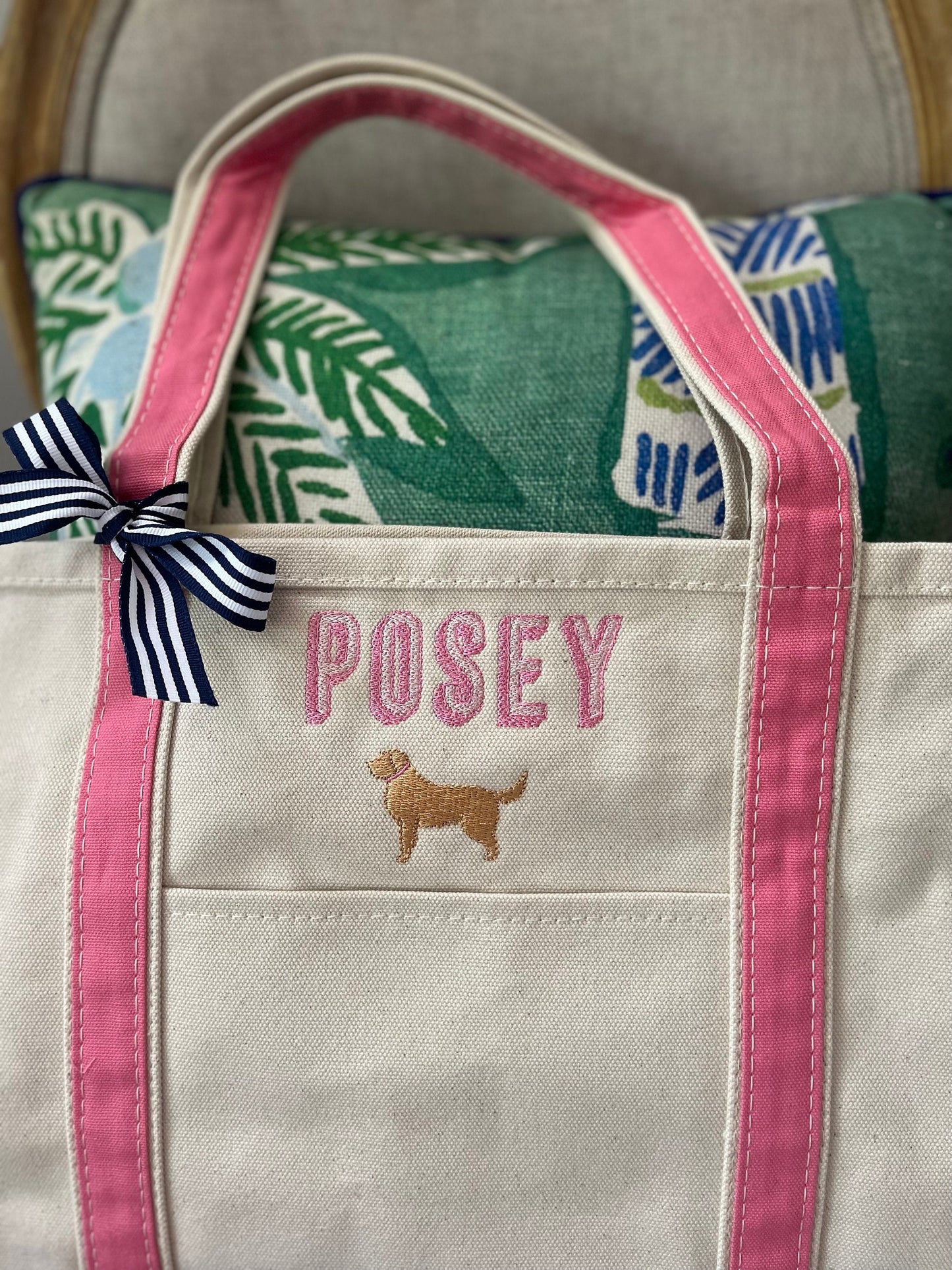 Monogrammed Large Pet Tote Bag, Personalized Canvas Dog Tote Bag, Custom Dog Breed Bag, Personalized Pet Bag, Pet Bag, Monogram Pet Bag