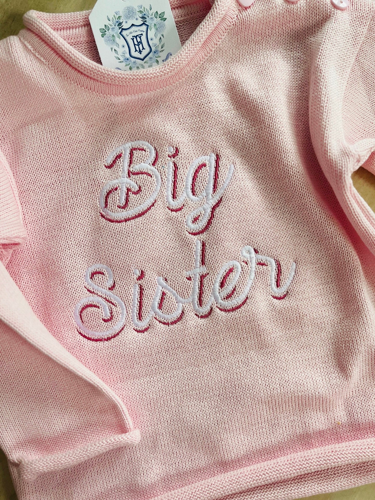 Rollneck Monogrammed Knit Sweater | Child's Personalized Sweater | Big Brother Shirt |Big Sister Shirt | Long Sleeve Embroidered Pullover