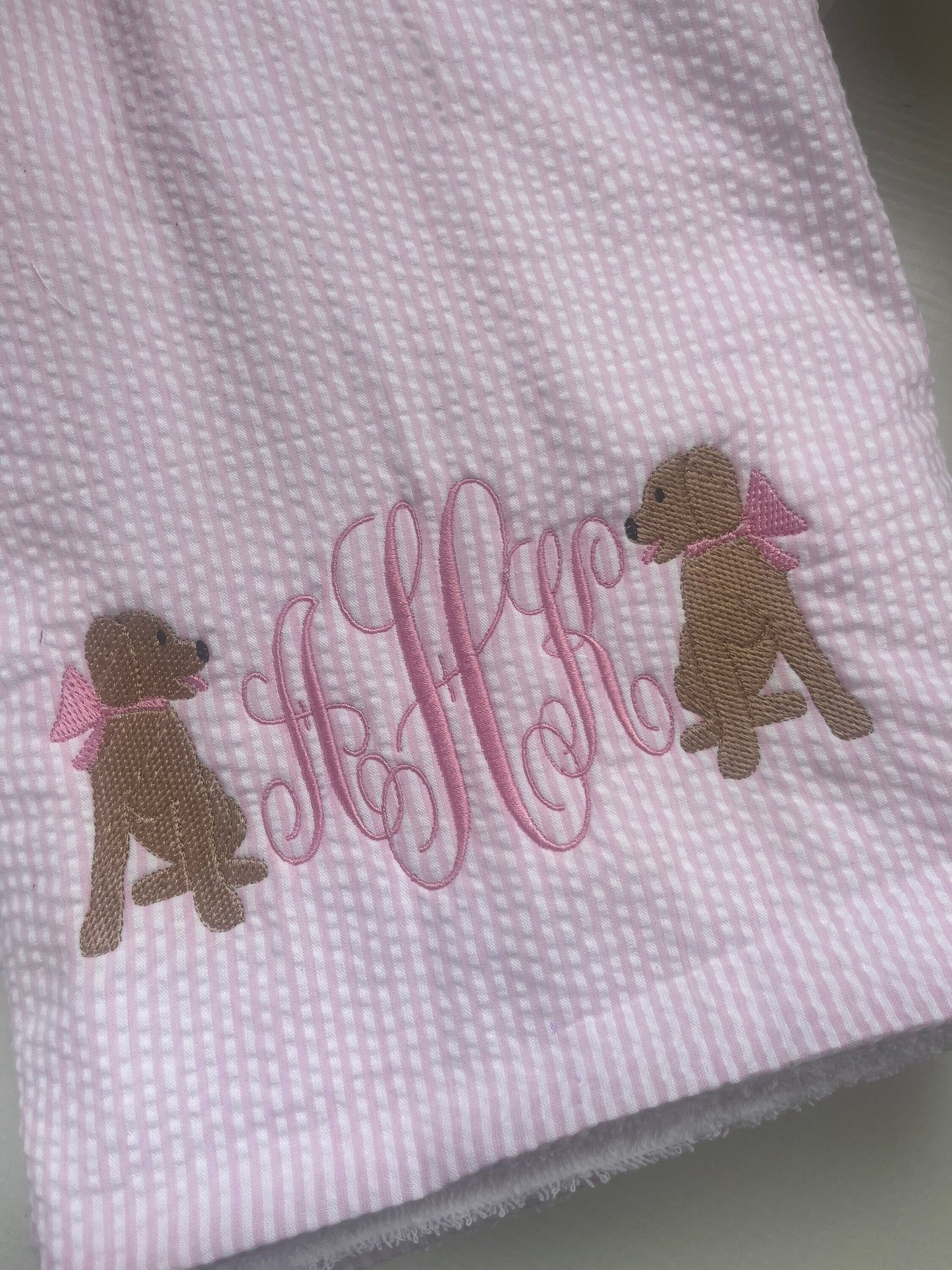 Monogrammed Personalized Seersucker Towel, Embroidered Beach Towel,