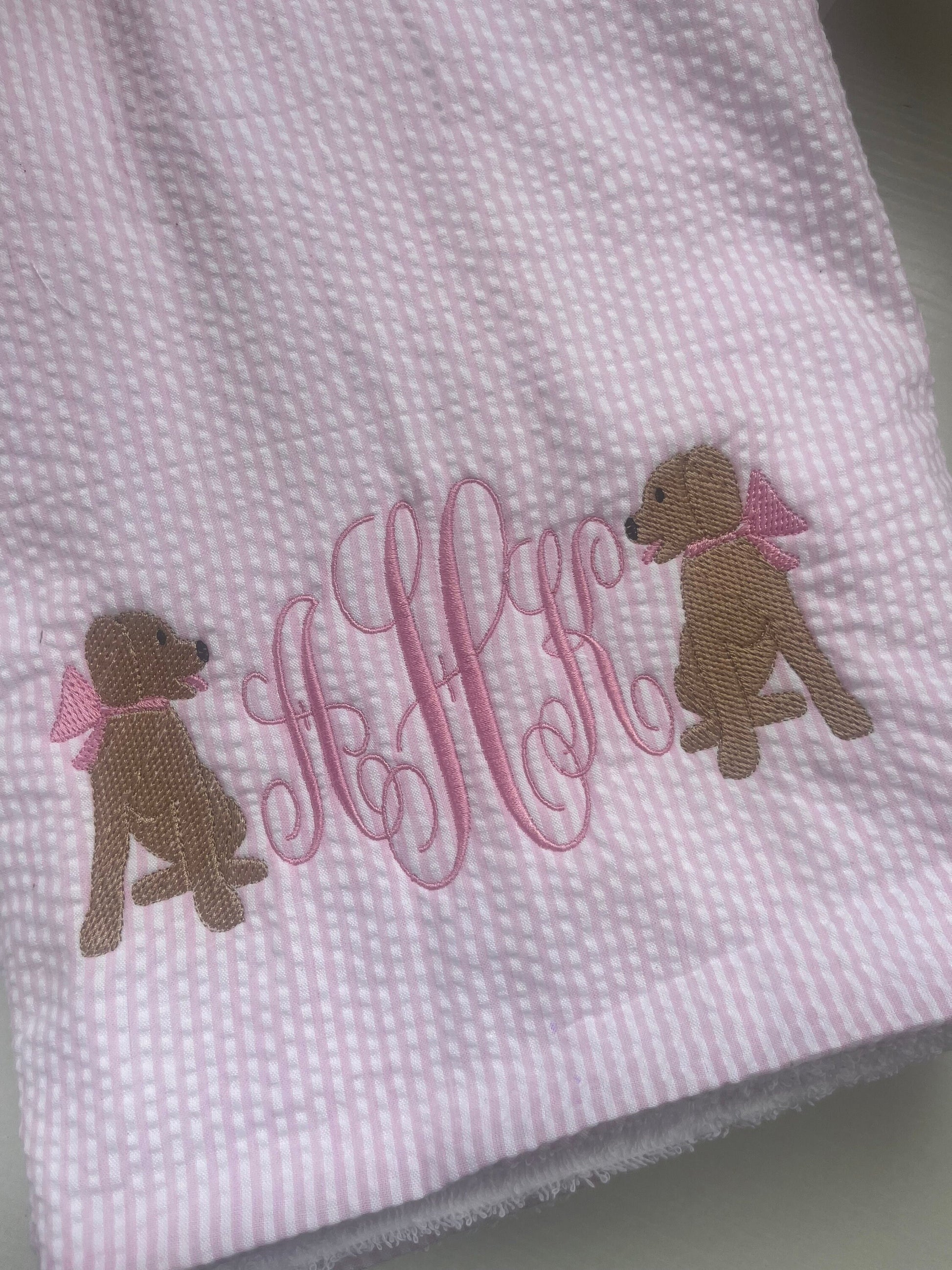 Monogrammed Personalized Seersucker Towel, Embroidered Beach Towel,
