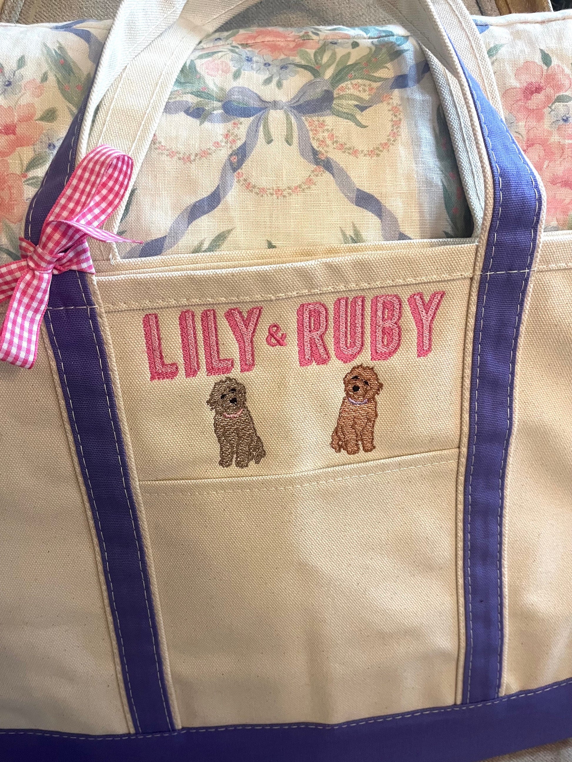 Monogrammed Large Pet Tote Bag, Personalized Canvas Dog Tote Bag, Custom Dog Breed Bag, Personalized Pet Bag, Pet Bag, Monogram Pet Bag
