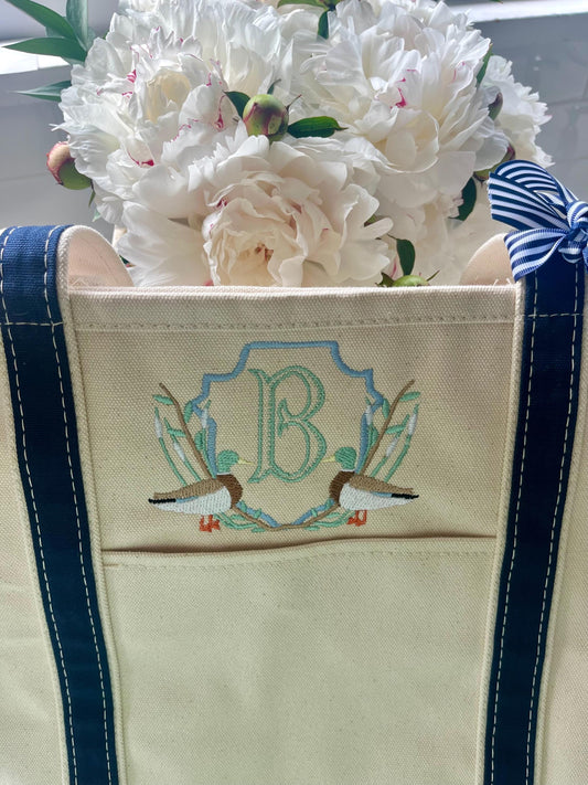 Monogrammed Large Tote Bag, Personalized Canvas Boat Tote Bag, Custom Beach Bag, Personalized Diaper Bag, Pet Bag, Monogram Beach Bag