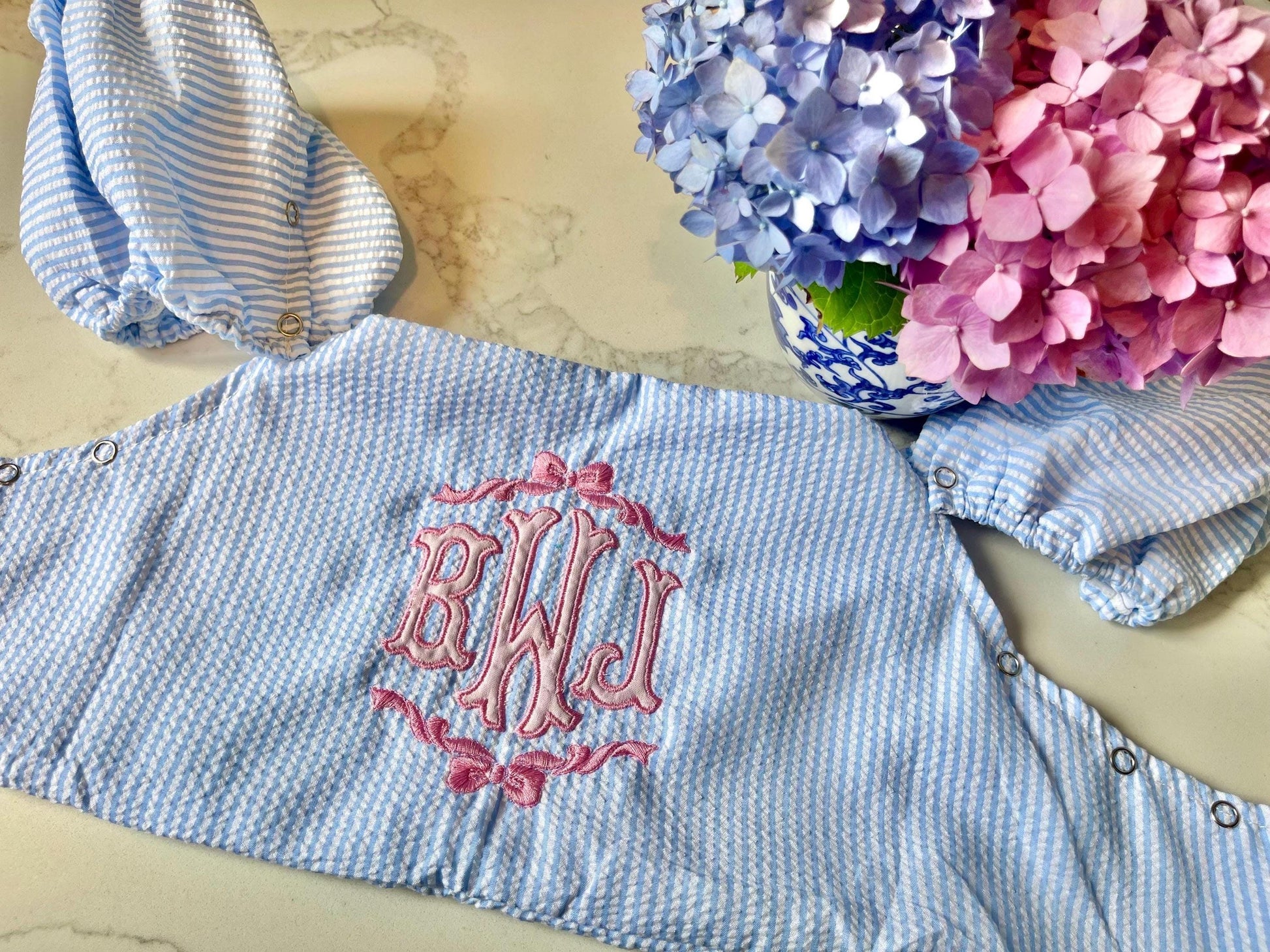 Monogrammed Puddle Jumper Cover, Seersucker Monogrammed Puddle Jumper Cover, Personalized Swim Cover, Embroidered Puddle Jumper Cover,