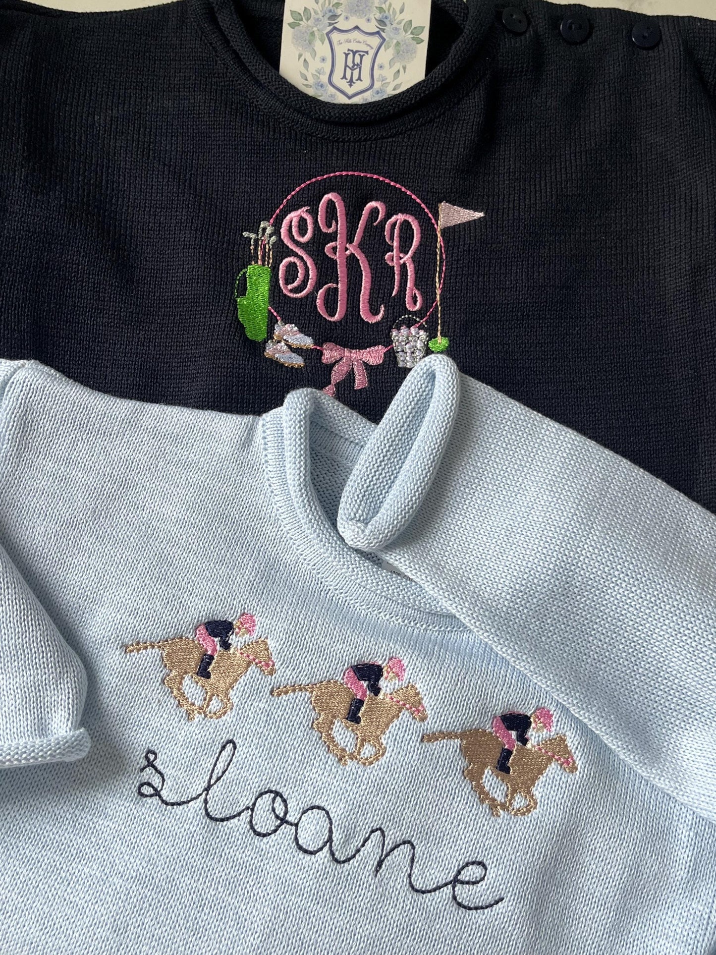 Rollneck Monogrammed Knit Sweater | Child's Personalized Sweater | Baby Gift | Back to School | Long Sleeve Embroidered Pullover