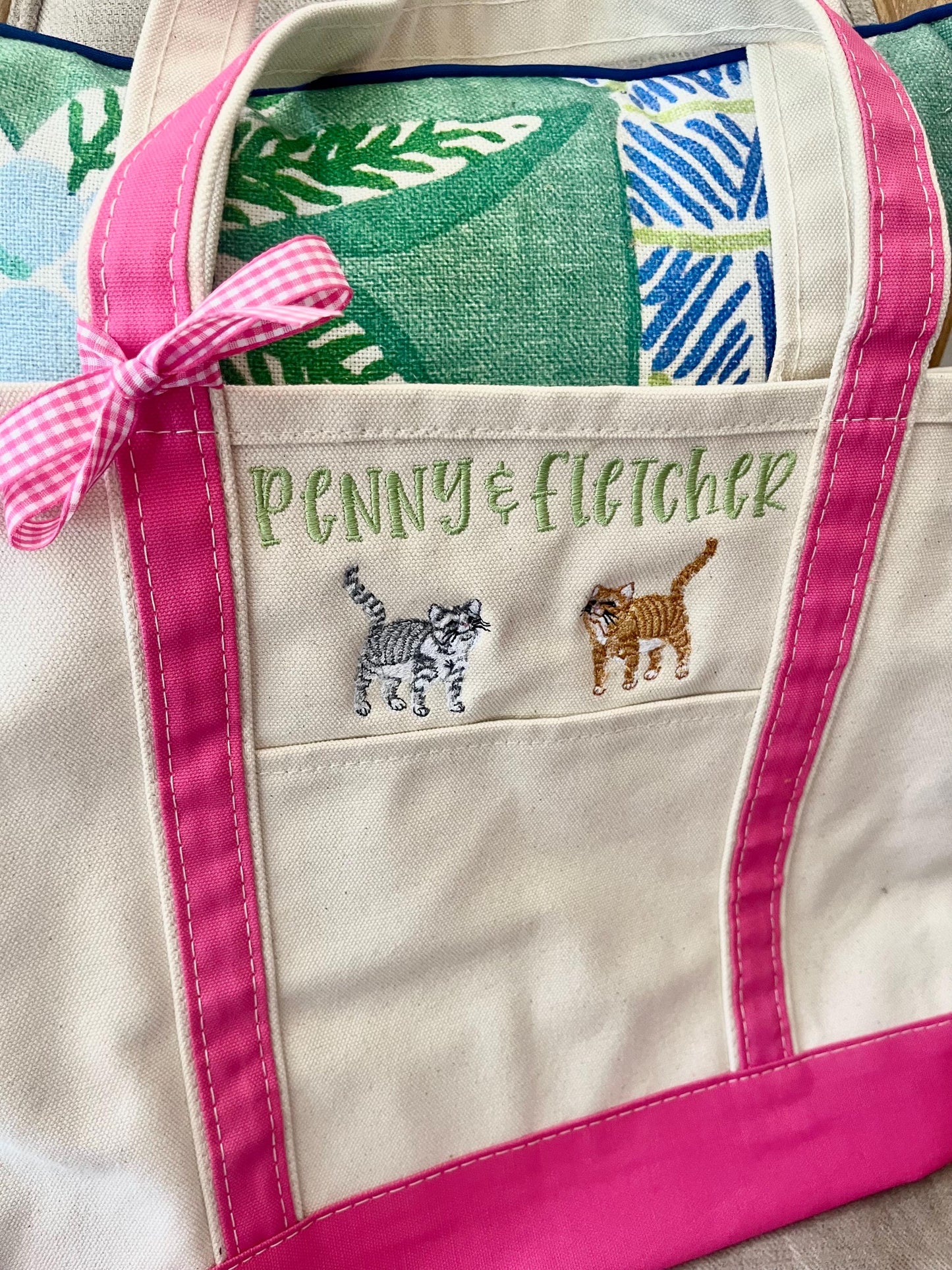 Monogrammed Large Pet Tote Bag, Personalized Canvas Cat Tote Bag, Custom Cat Bag, Personalized Pet Bag, Pet Bag, Monogram Pet Bag
