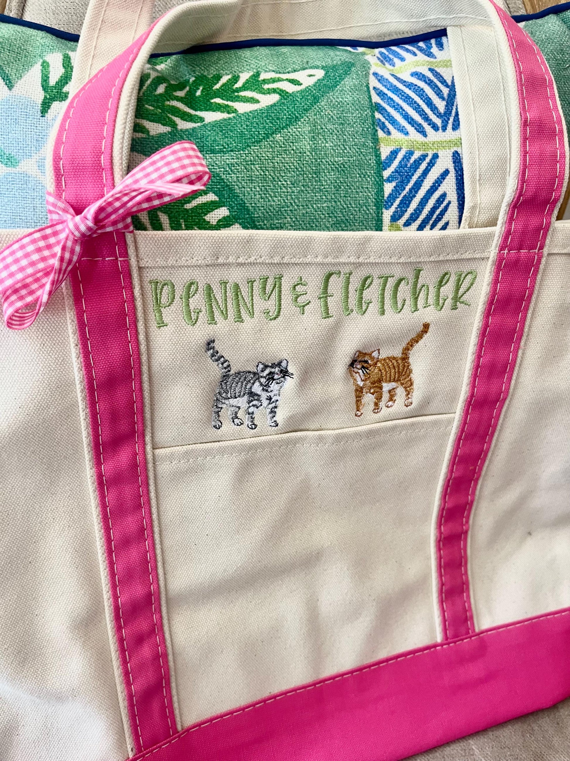 Monogrammed Large Pet Tote Bag, Personalized Canvas Cat Tote Bag, Custom Cat Bag, Personalized Pet Bag, Pet Bag, Monogram Pet Bag