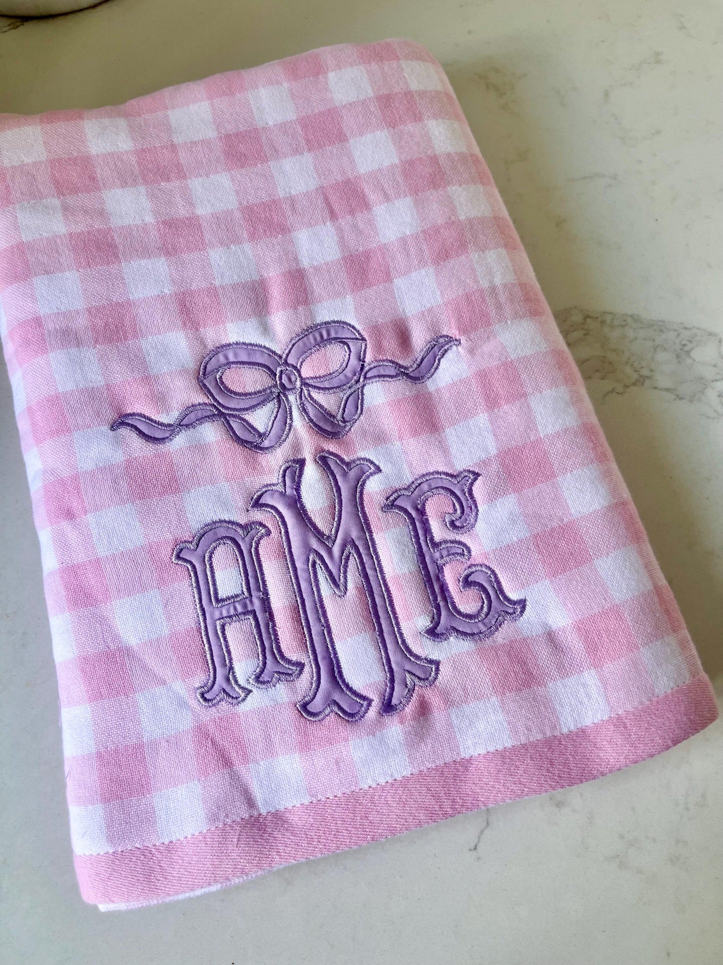 Monogrammed Personalized Gingham Towel, Embroidered Beach Towel, Personalized Towel, Monogram Beach Towel, Preppy Towel