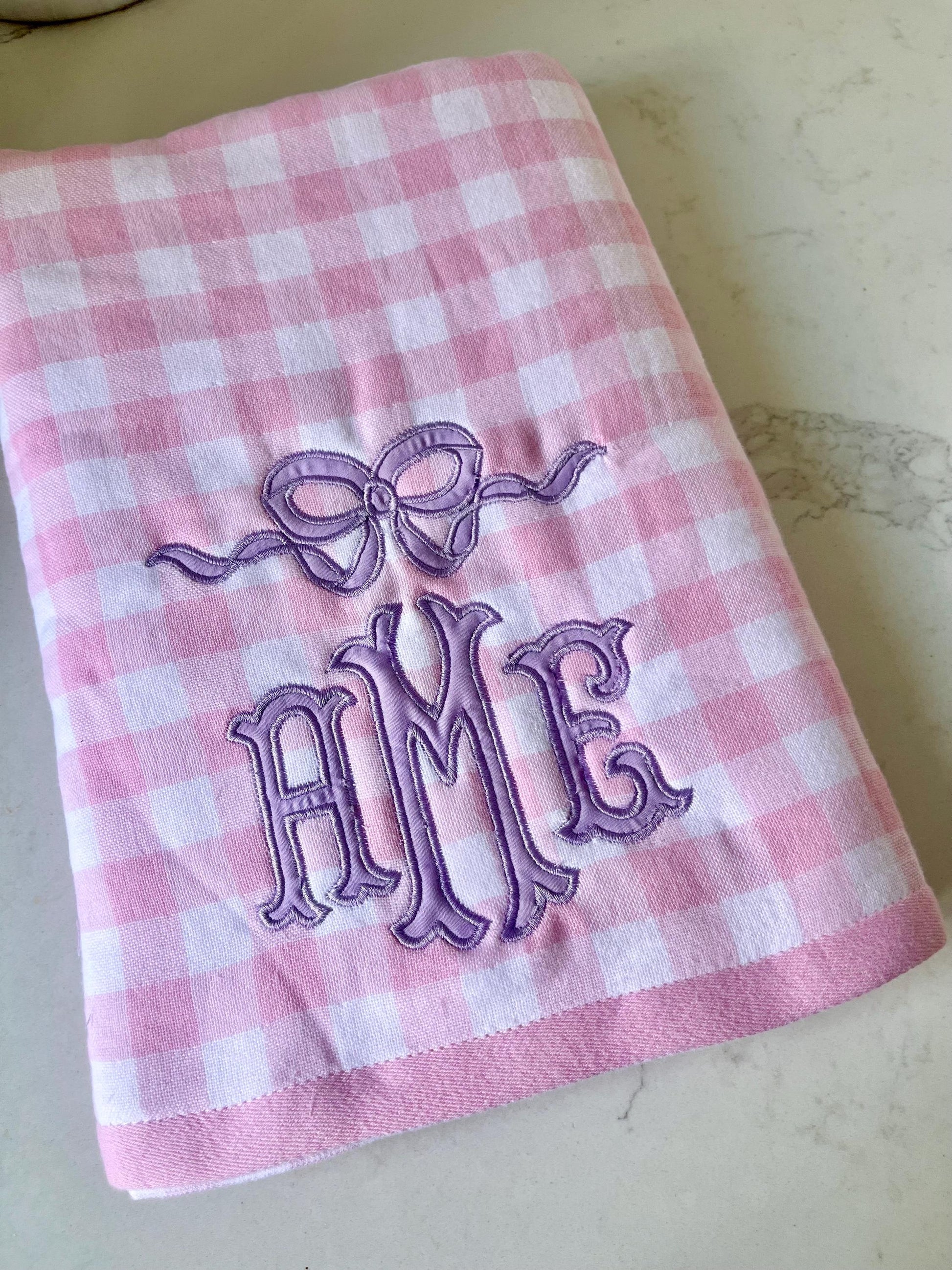 Monogrammed Personalized Gingham Towel, Embroidered Beach Towel, Personalized Towel, Monogram Beach Towel, Preppy Towel