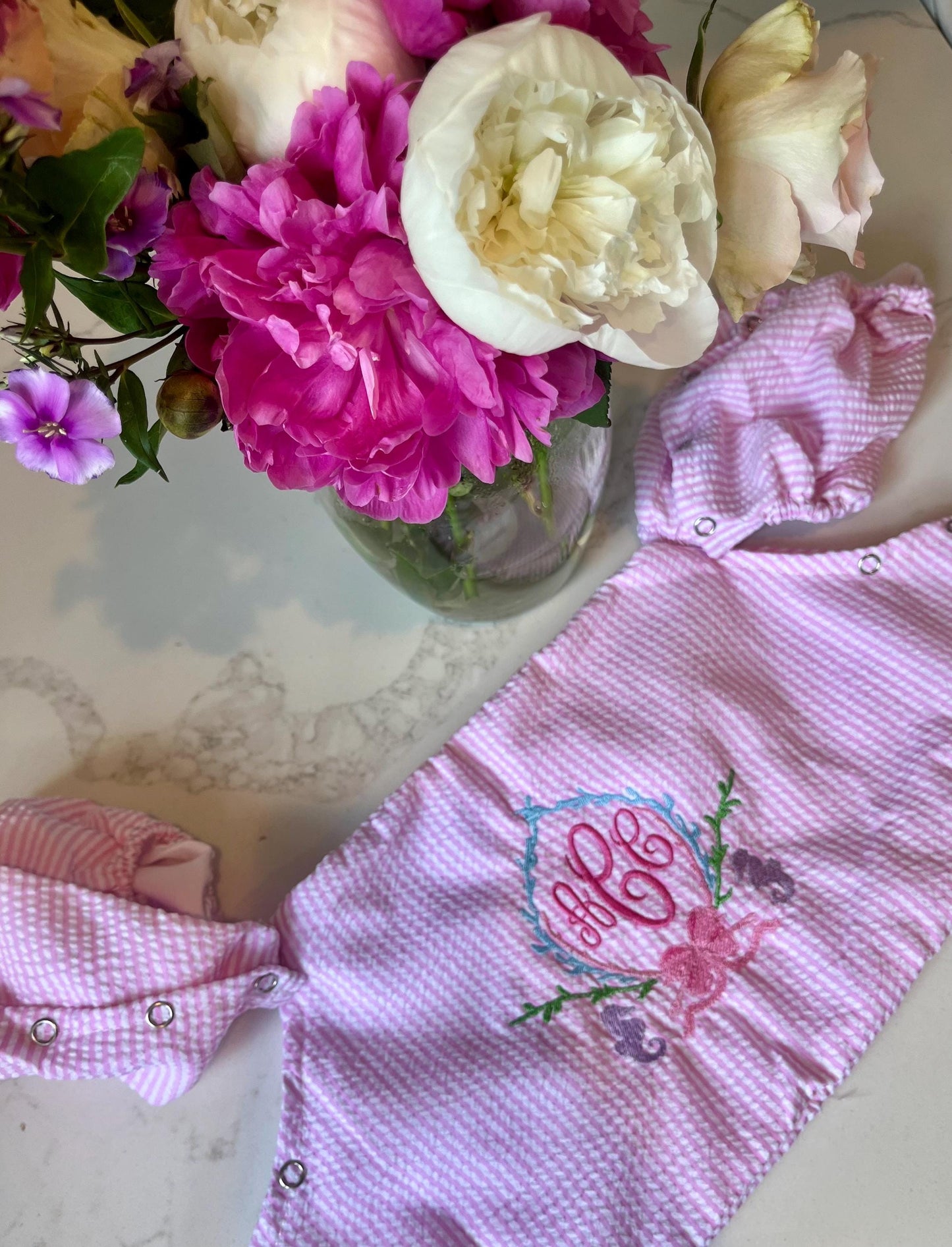 Monogrammed Puddle Jumper Cover, Seersucker Monogrammed Puddle Jumper Cover, Personalized Swim Cover, Embroidered Puddle Jumper Cover,