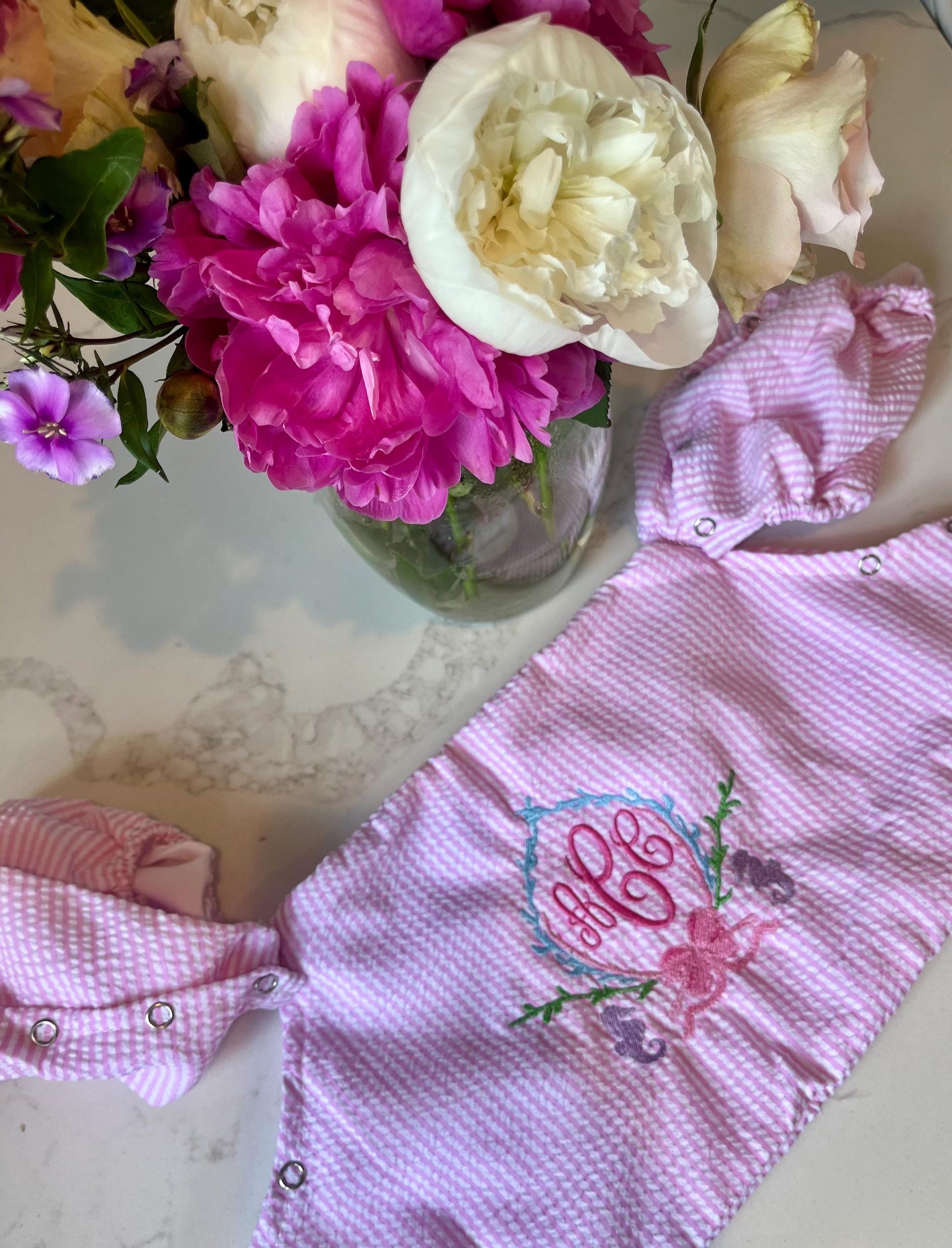 Monogrammed Puddle Jumper Cover, Seersucker Monogrammed Puddle Jumper Cover, Personalized Swim Cover, Embroidered Puddle Jumper Cover,