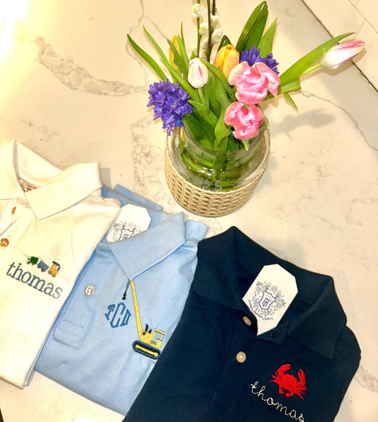 Boy Monogrammed Polo Shirt, Boy Dress Shirt, Boy Personalized Polo Shirt, Boy Button Down,