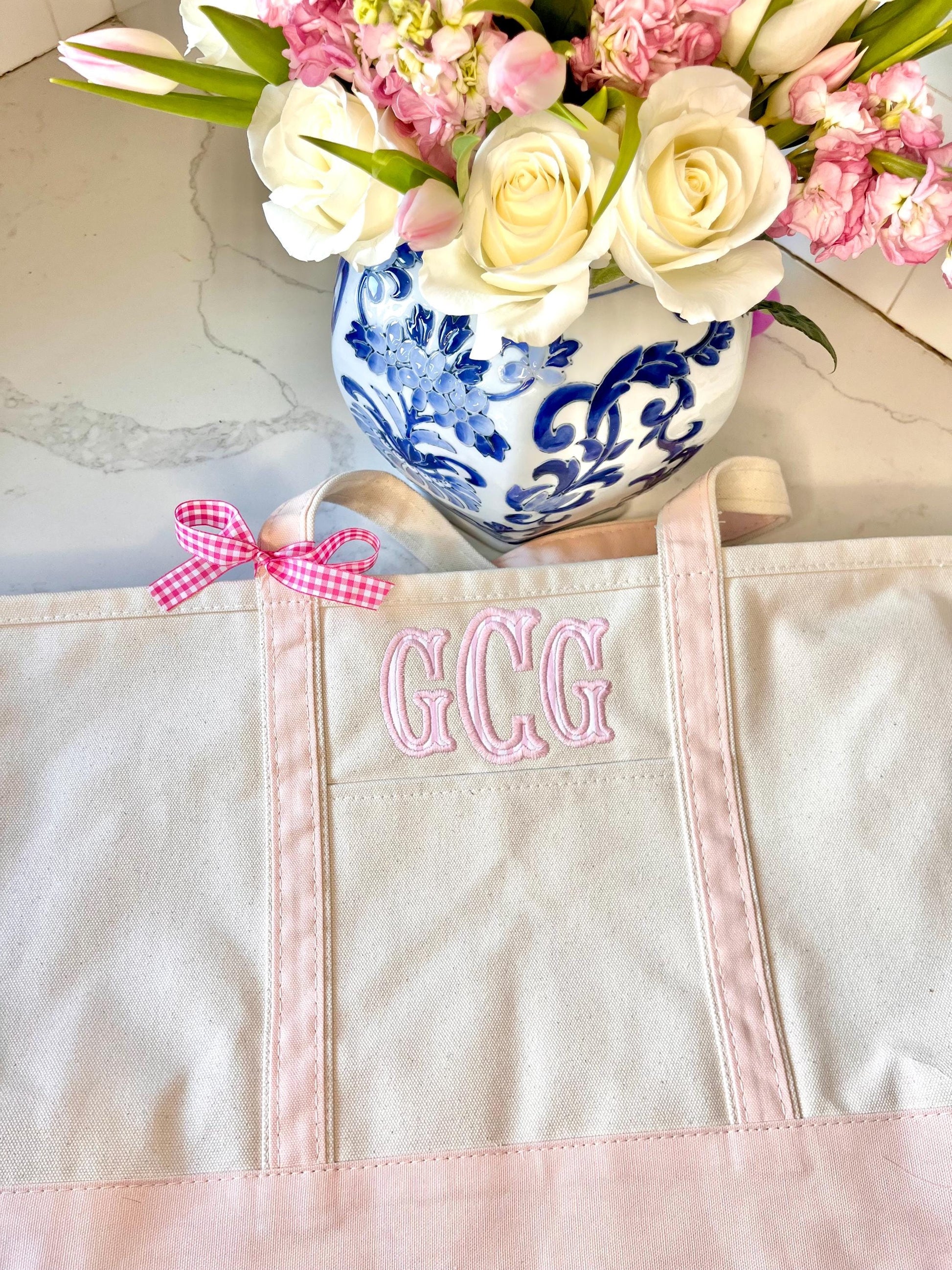 Monogrammed Large Tote Bag, Personalized Canvas Boat Tote Bag, Custom Beach Bag, Personalized Diaper Bag, Pet Bag, Monogram Beach Bag