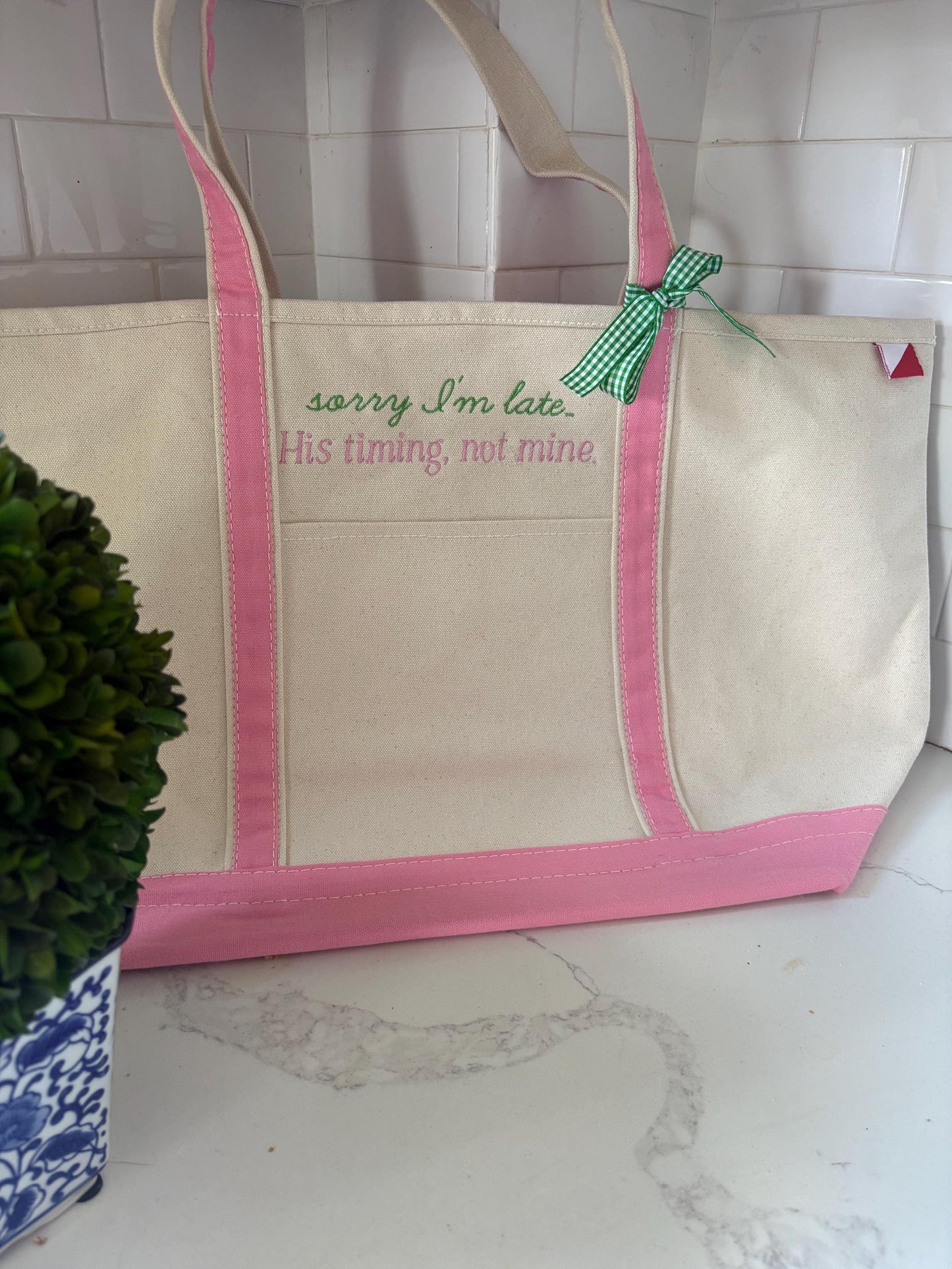 Monogrammed Large Tote Bag, Personalized Christian Boat Tote Bag, Custom Ironic Tote, Personalized Funny Tote, Ironic Bag, Catholic Tote